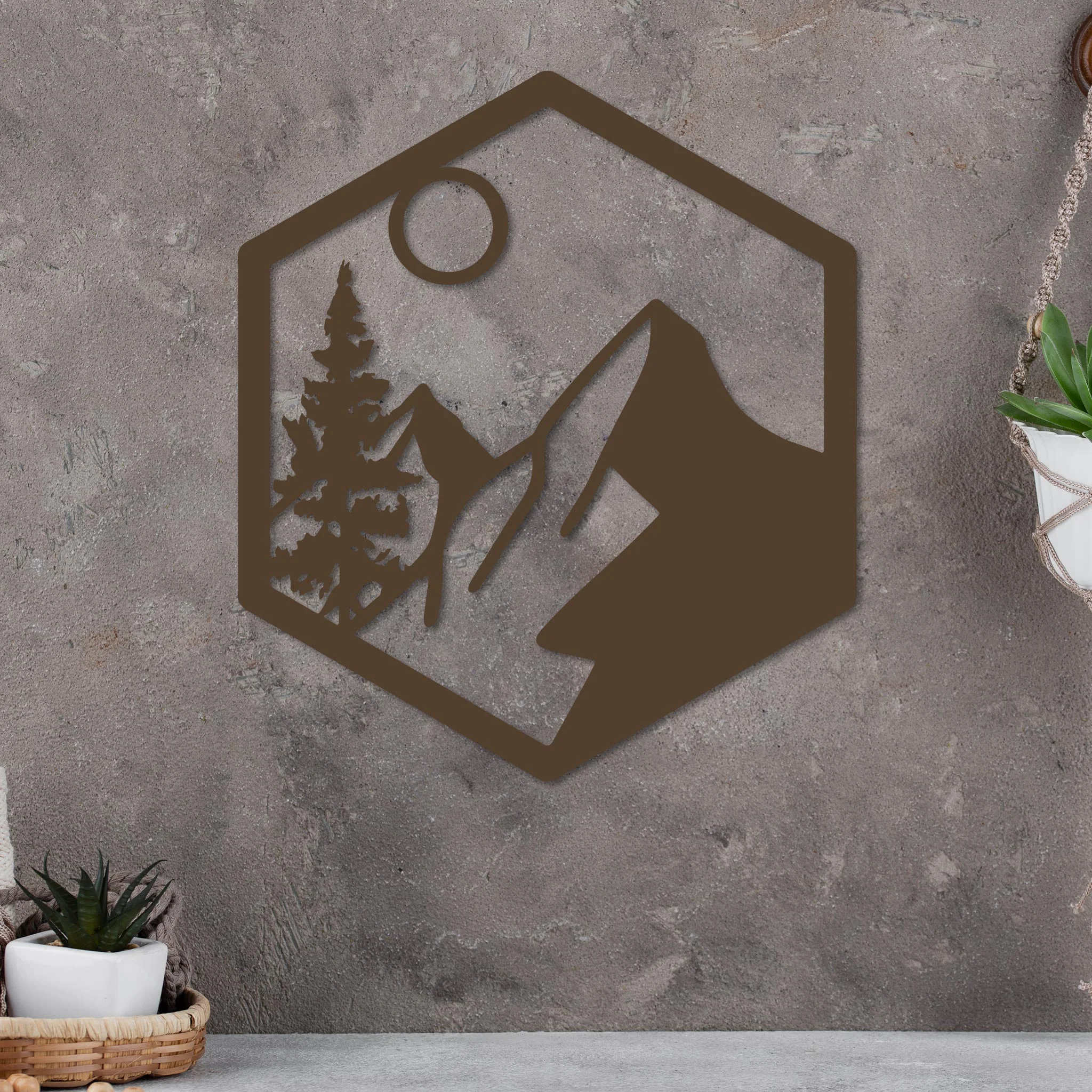 Moonlit Mountain in Hexagon Sign - Image 5