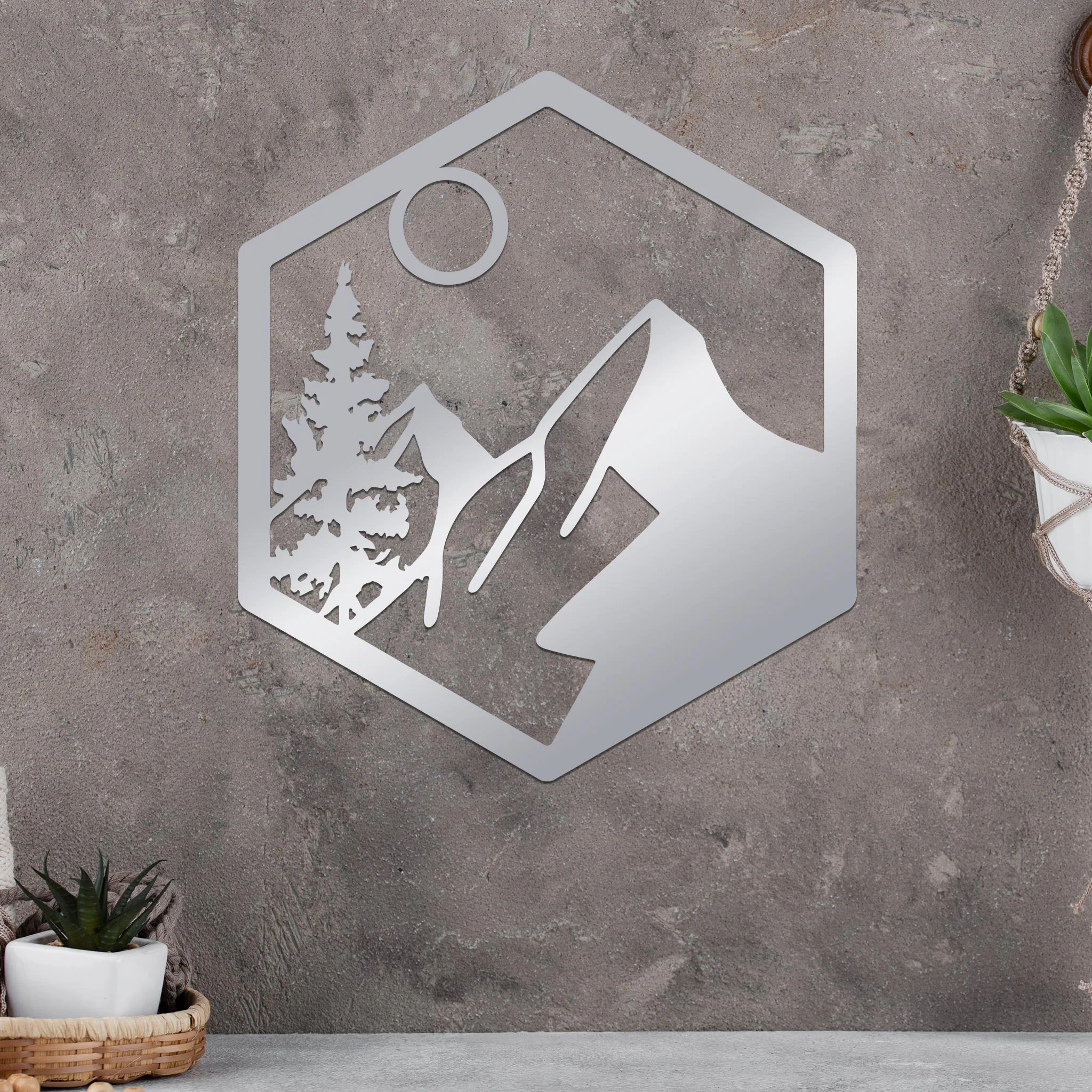 Moonlit Mountain in Hexagon Sign - Image 6