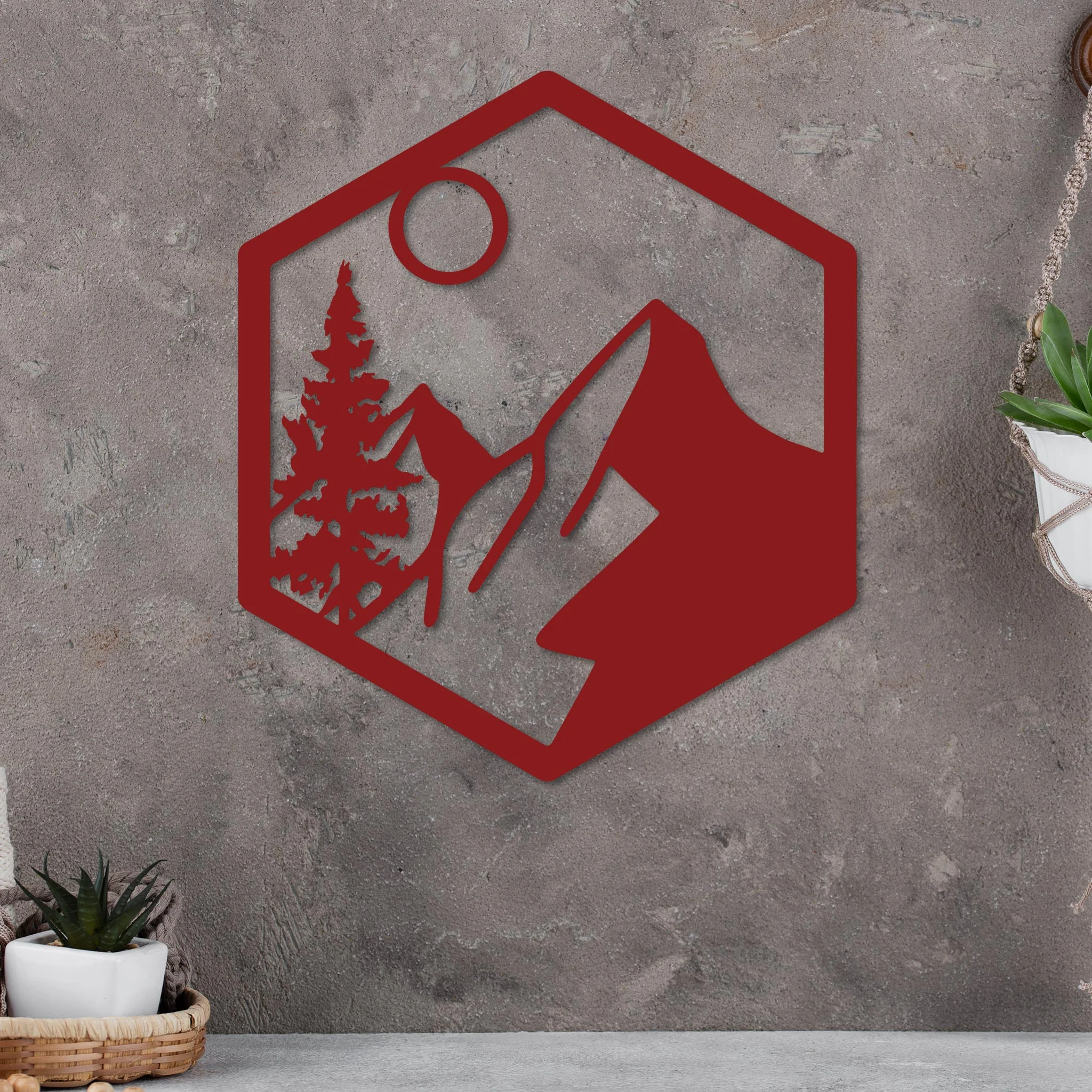 Moonlit Mountain in Hexagon Sign - Image 8