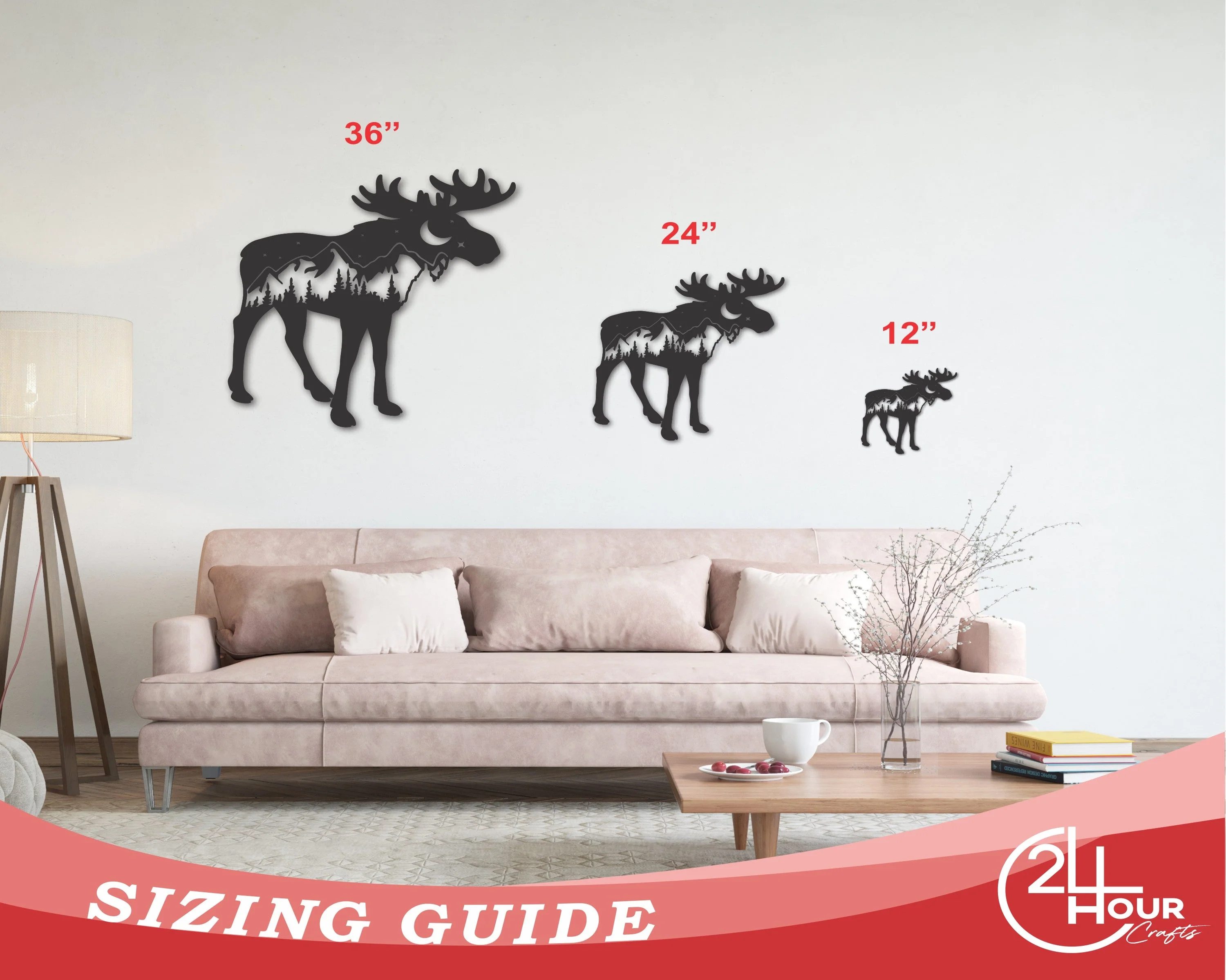 Moose Mountain Metal Wall Art | Metal Moose and Mountain Landscape Decor | 15 Color Options - Image 2