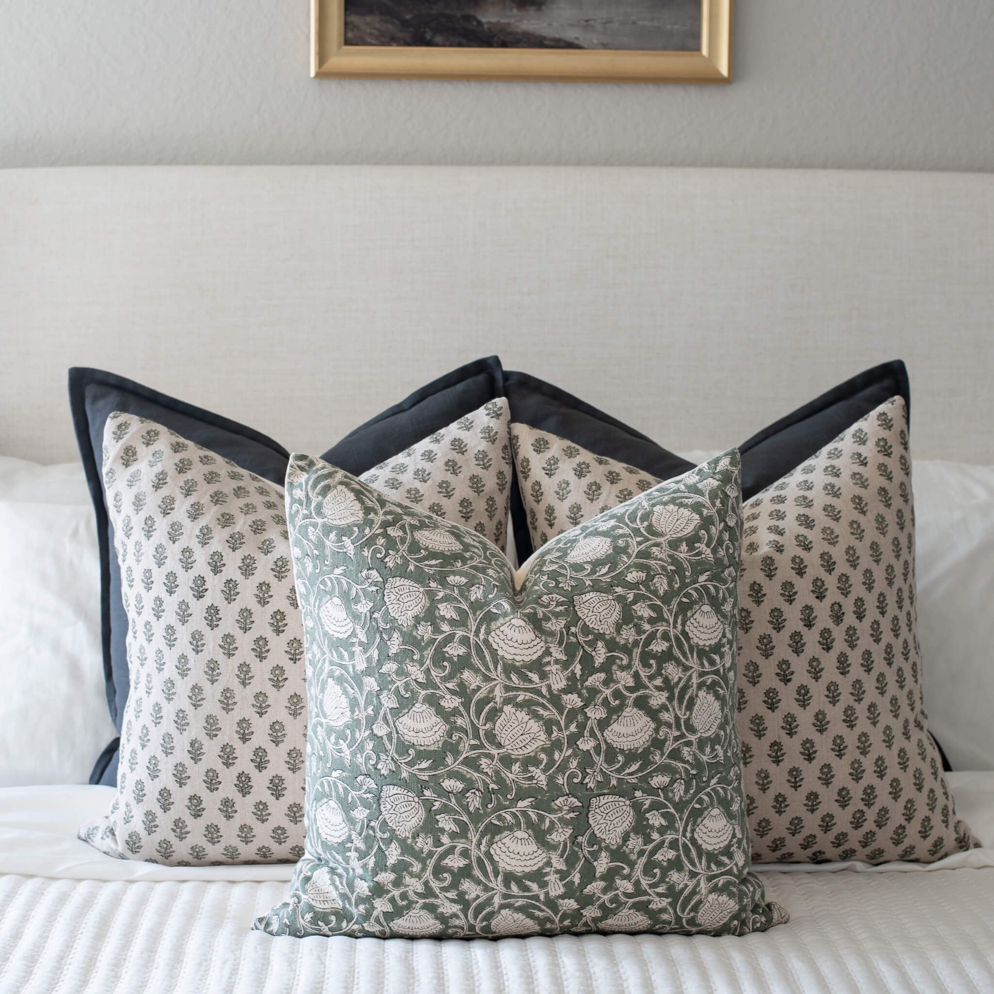Mori Block Printed Pillow Cover | Sage Green - Image 8