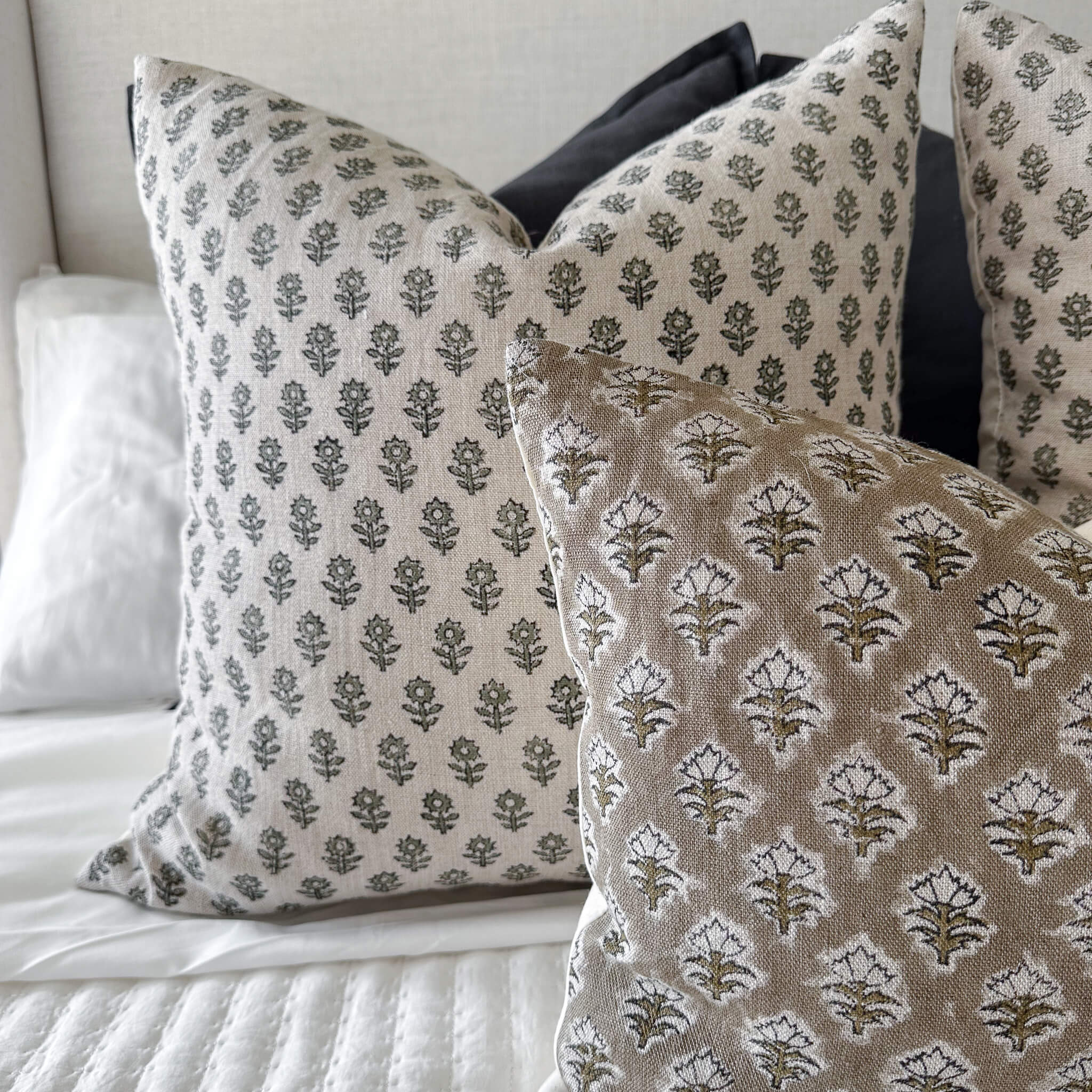 Mori Block Printed Pillow Cover | Sage Green - Image 9
