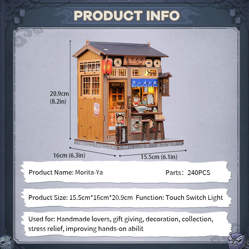 Morita-Ya Dollhouse Kit - Miniature Wizardi Roombox Kit with LED Light F07M51-90-CWGC205 - Image 6