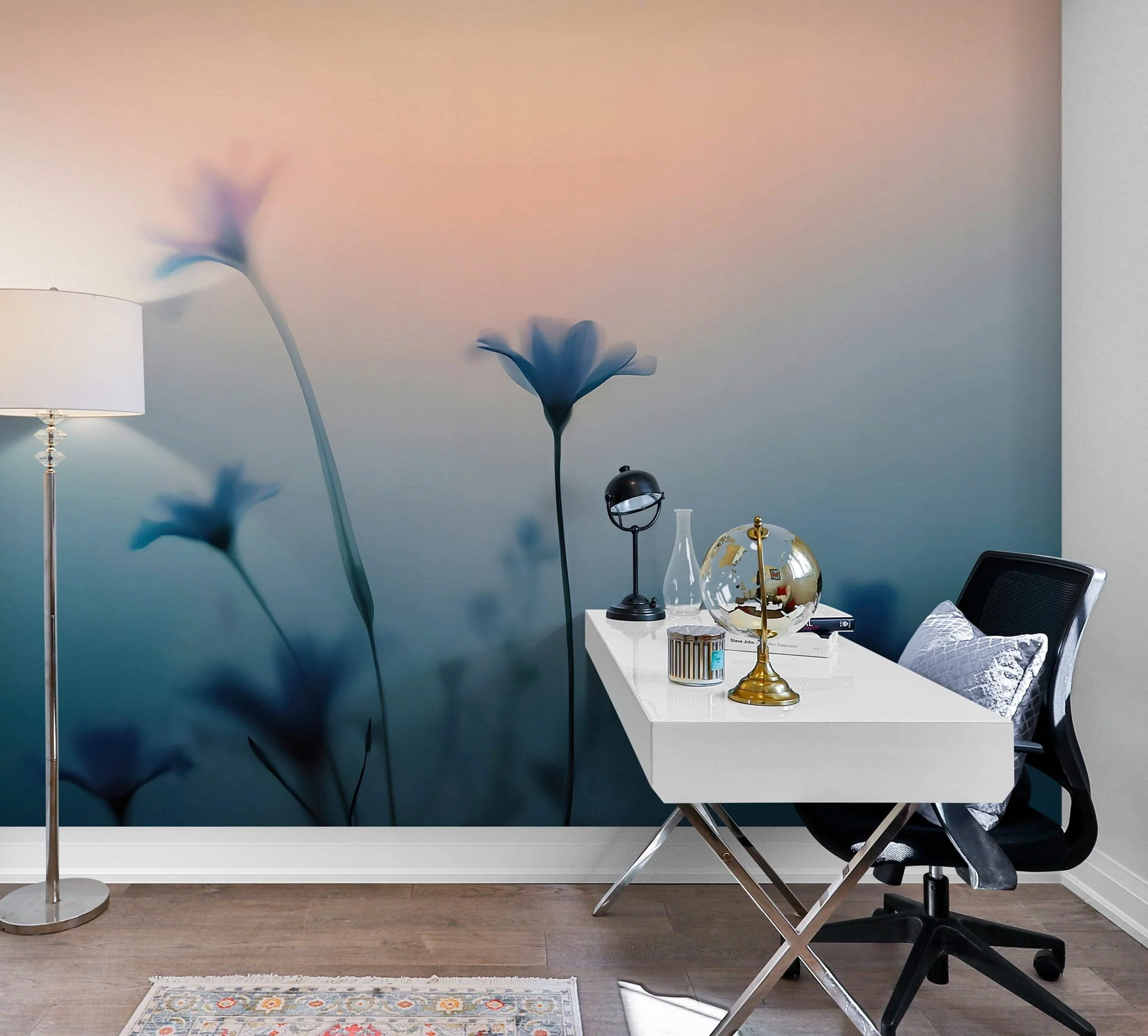 Morning Dew Misty Flower Wallpaper Mural. #7021 - Image 3