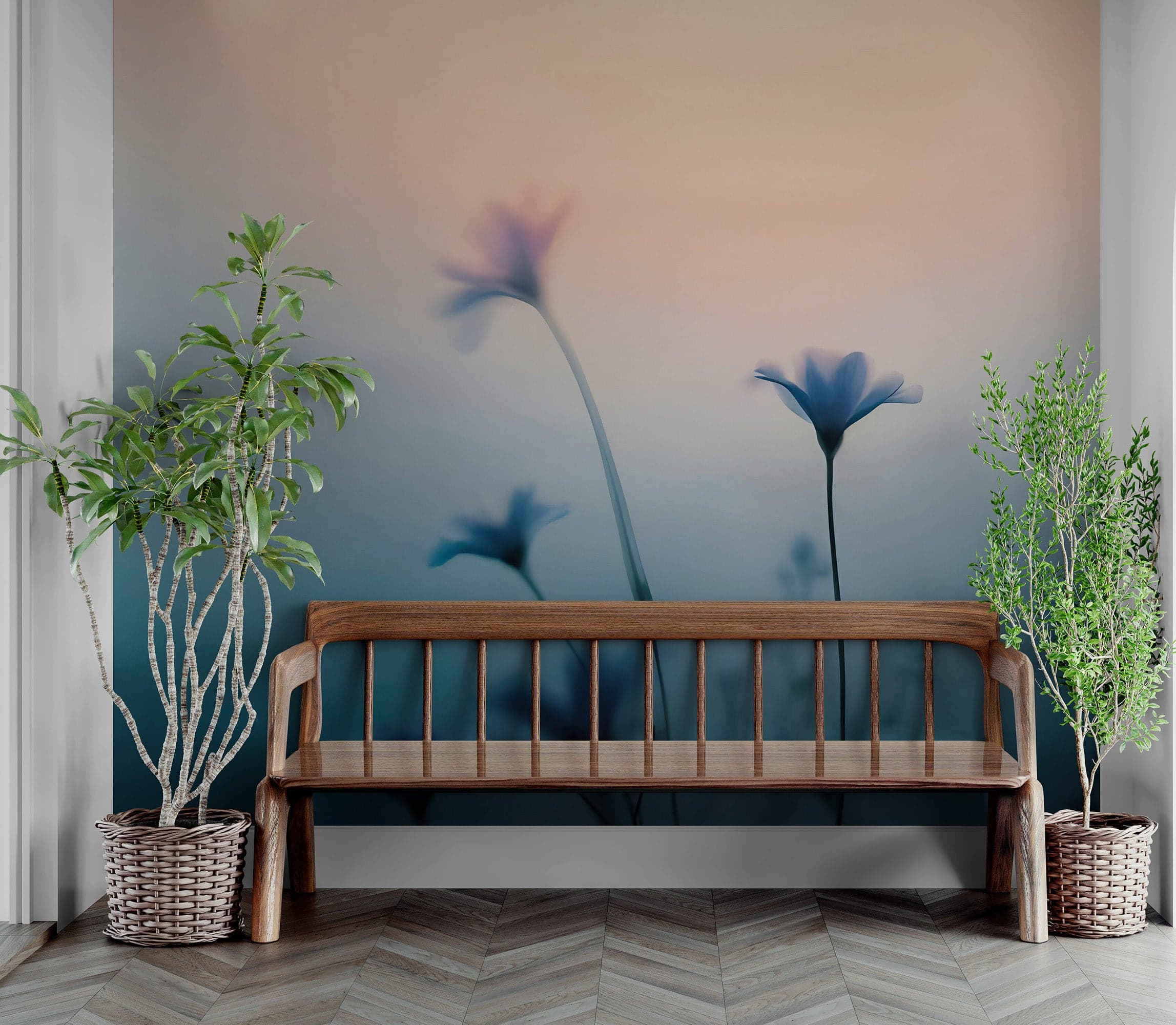 Morning Dew Misty Flower Wallpaper Mural. #7021 - Image 6