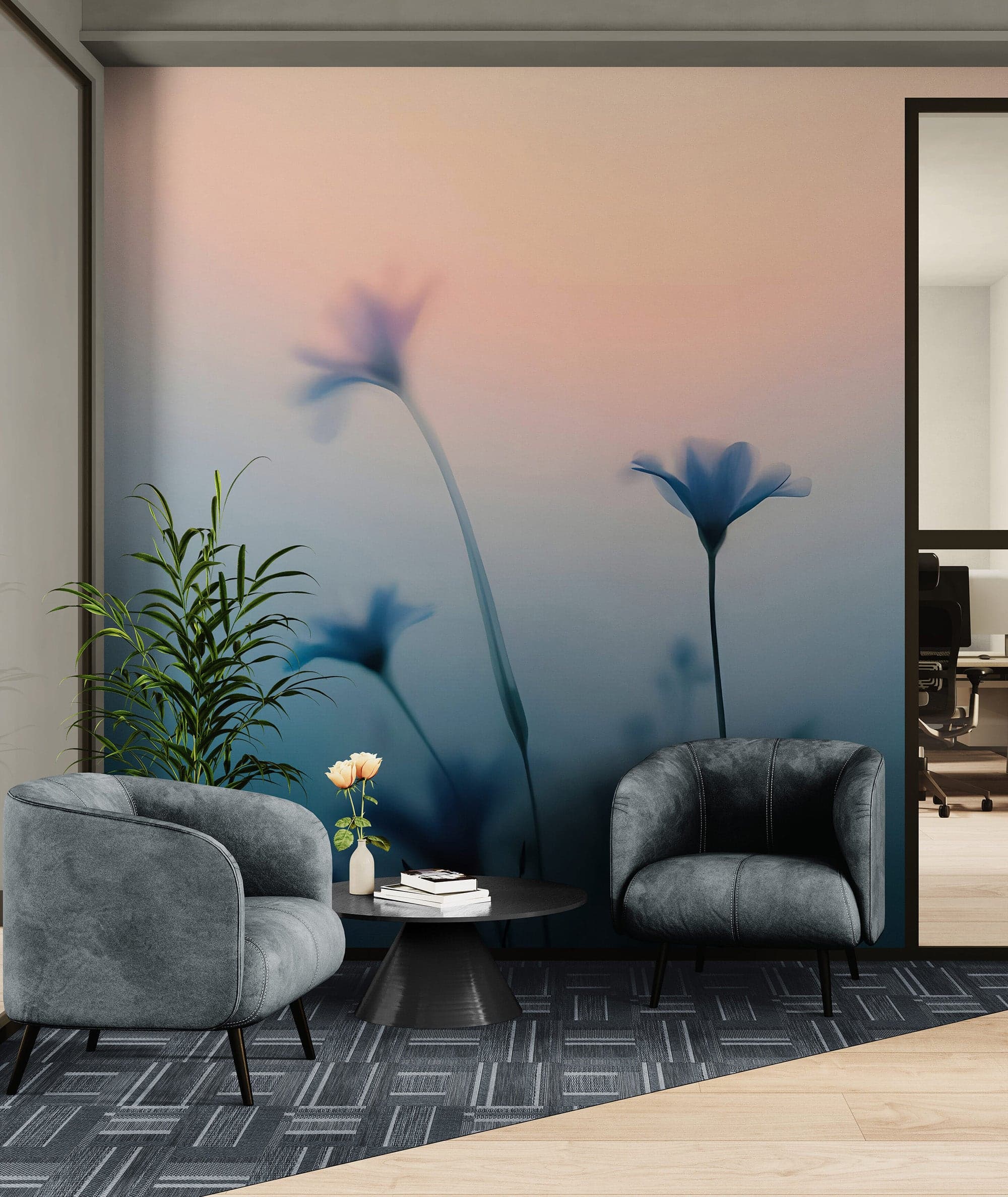 Morning Dew Misty Flower Wallpaper Mural. #7021 - Image 7