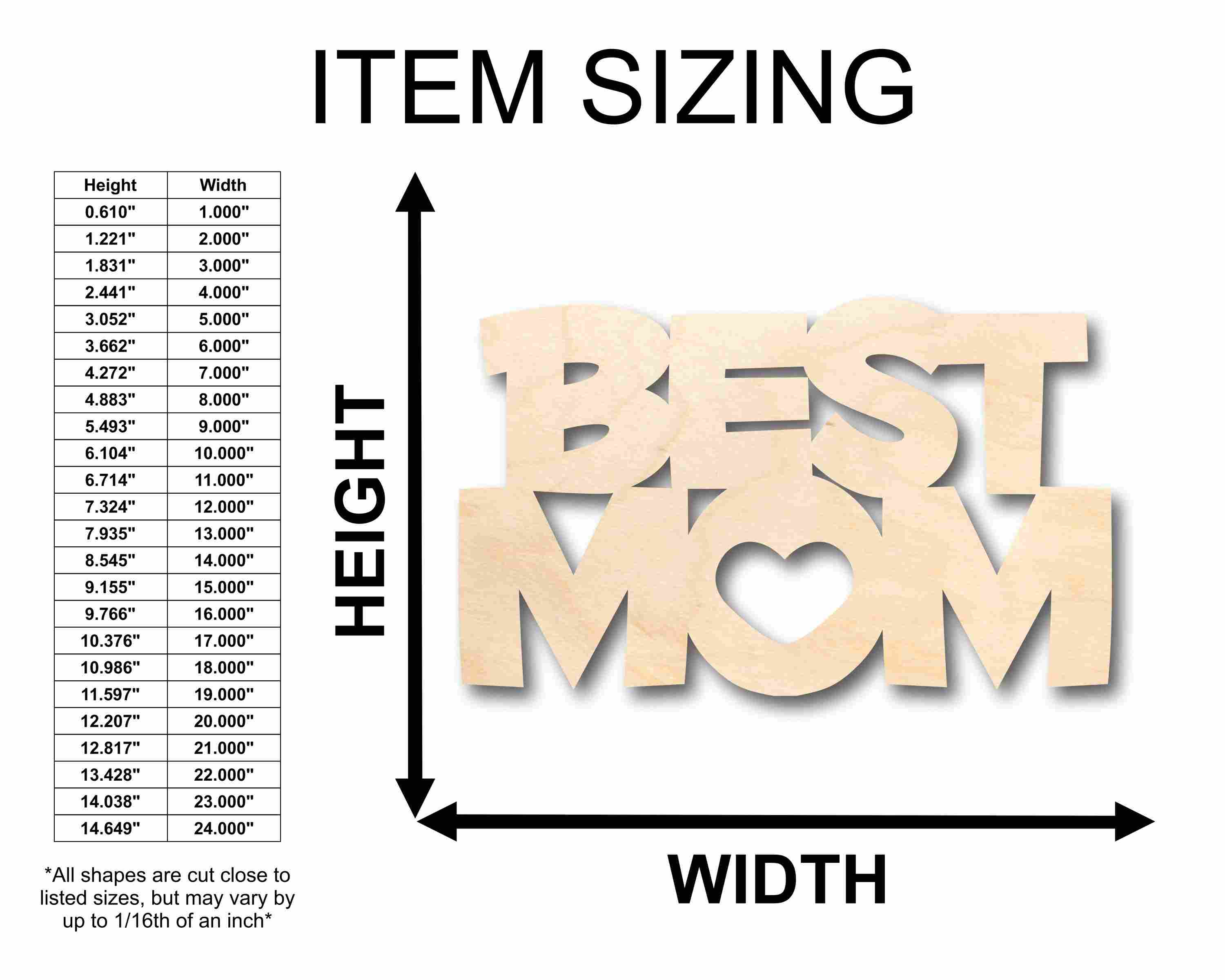 Mother's Day Craft Unfinished Wood Cutout "Best Mom" DIY handmade Gift - Image 2