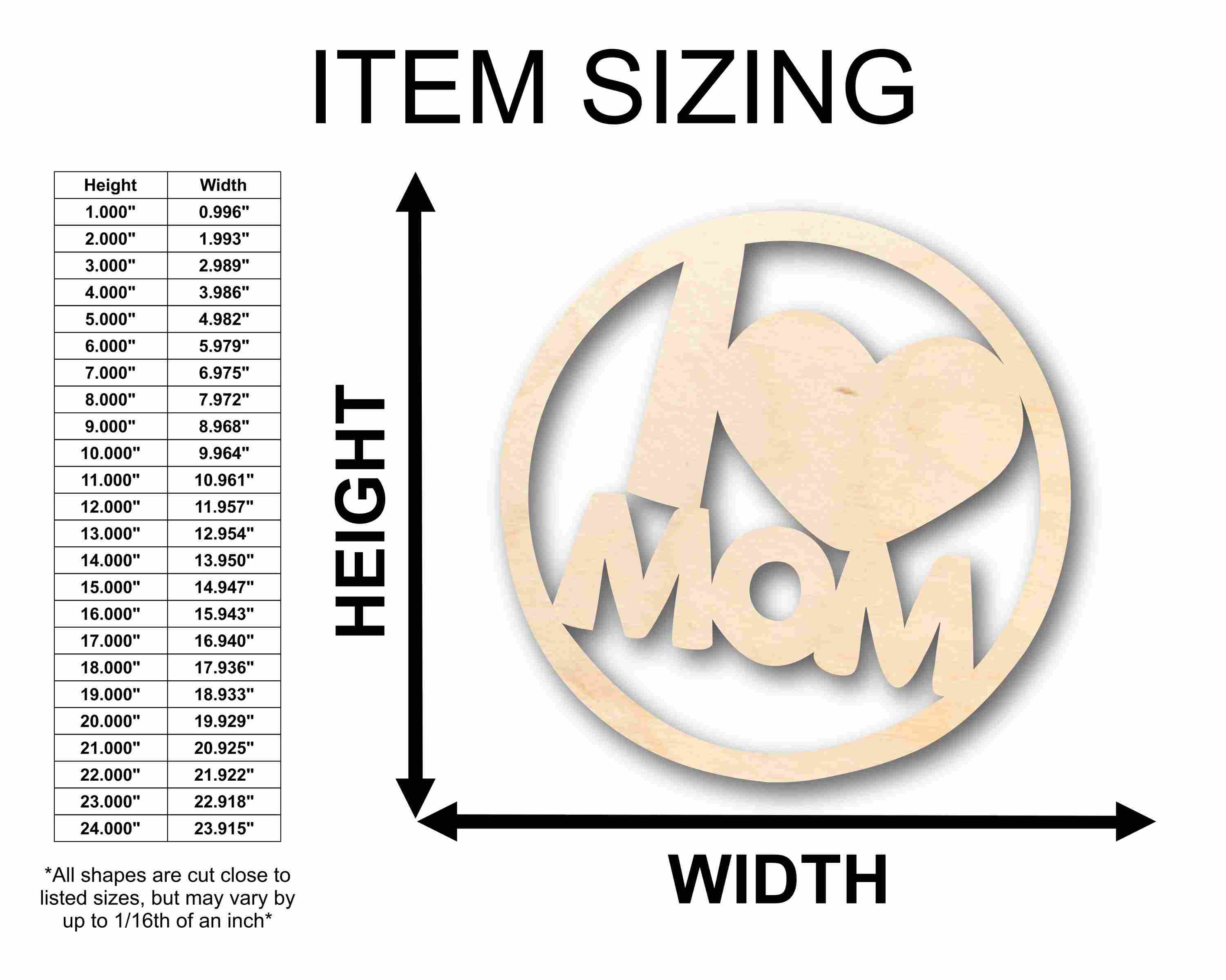 Mother's Day Craft Unfinished Wood Cutout "I Heart Mom" Round Circle DIY handmade Gift - Image 2