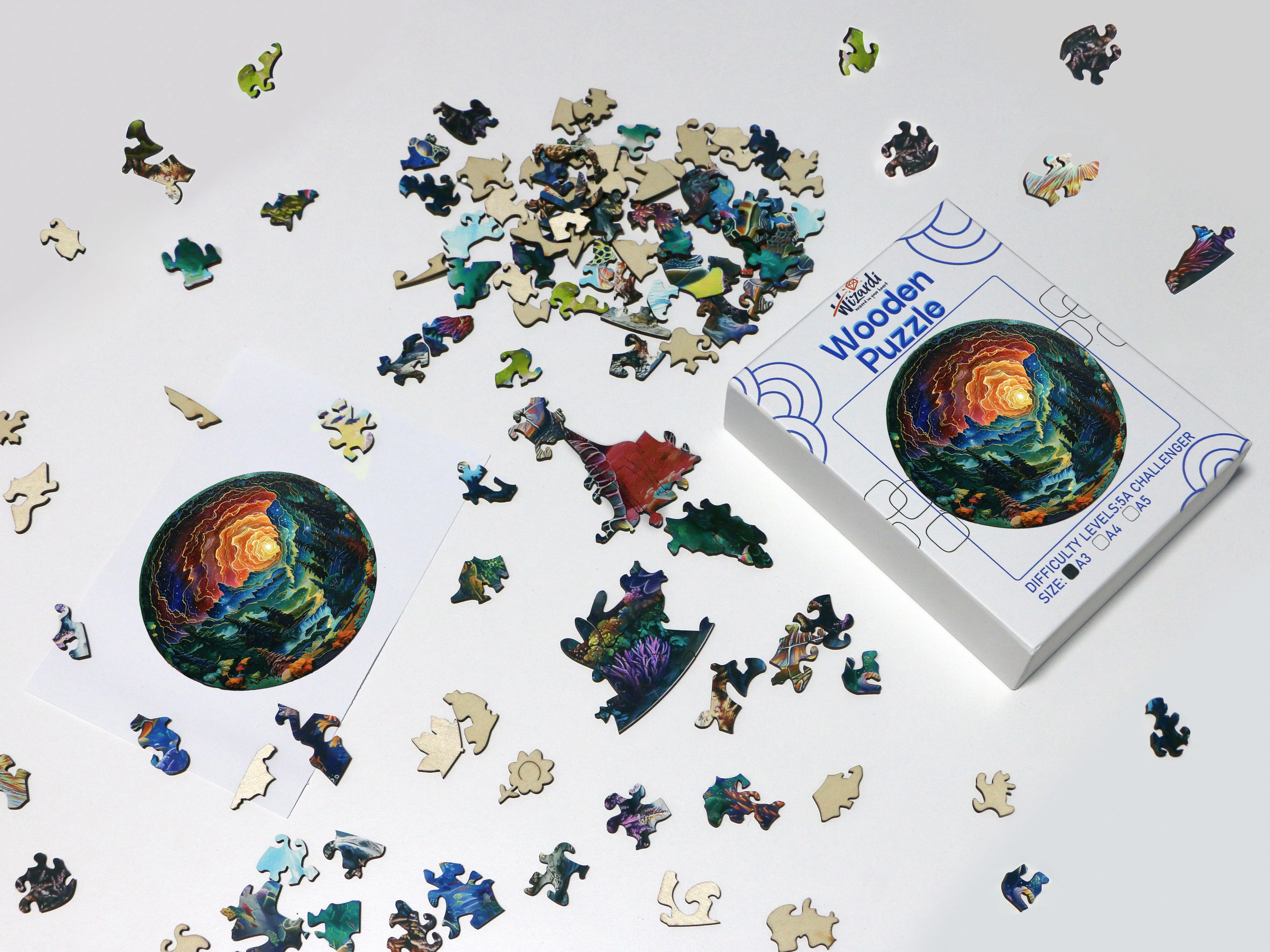 Mountains Landscape - Jigsaw Wooden Puzzle by Wizardi F07N9-24 - Image 2