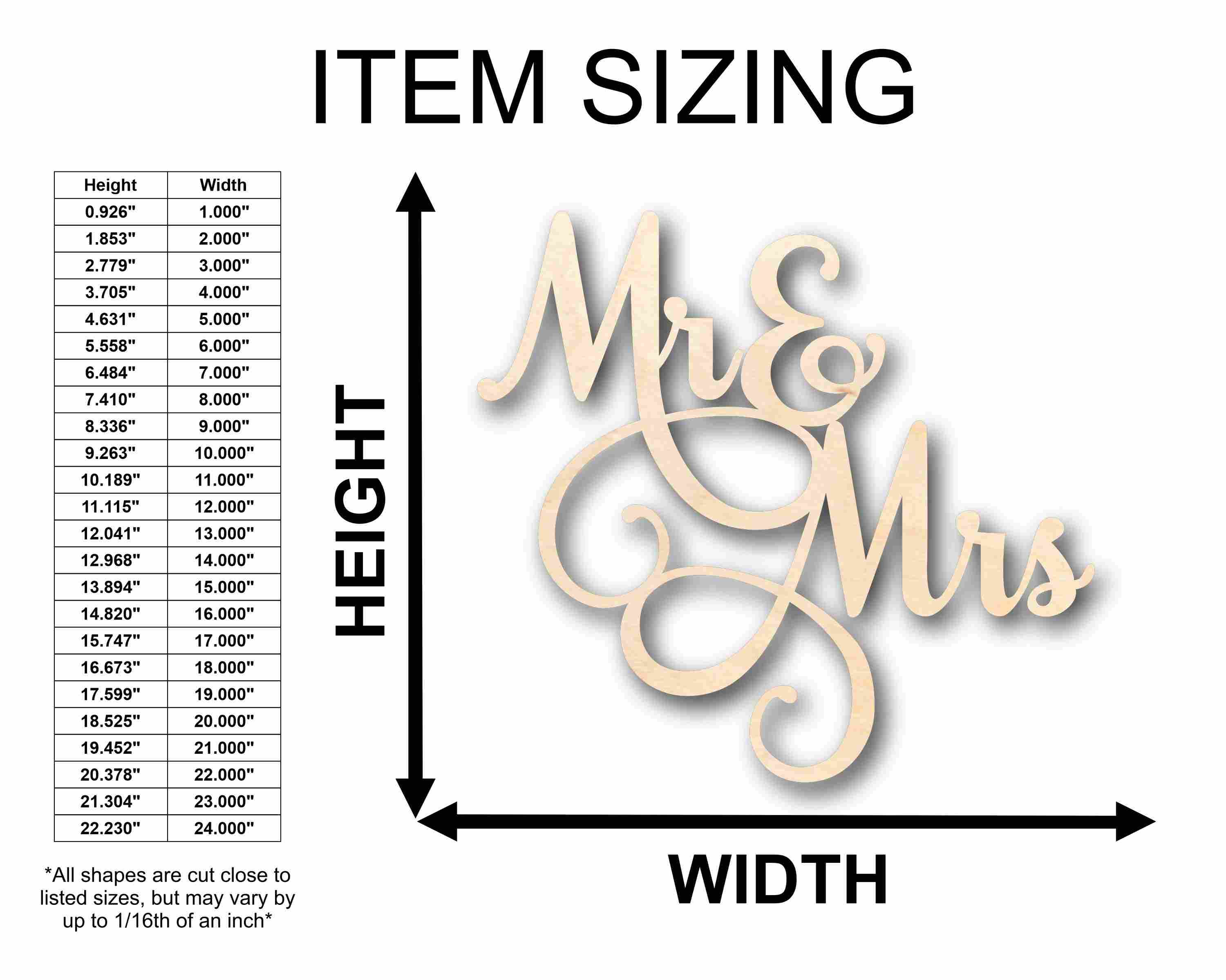 Mr. & Mrs. Sign Unfinished Wood Cutout Home Decor DIY - Image 2
