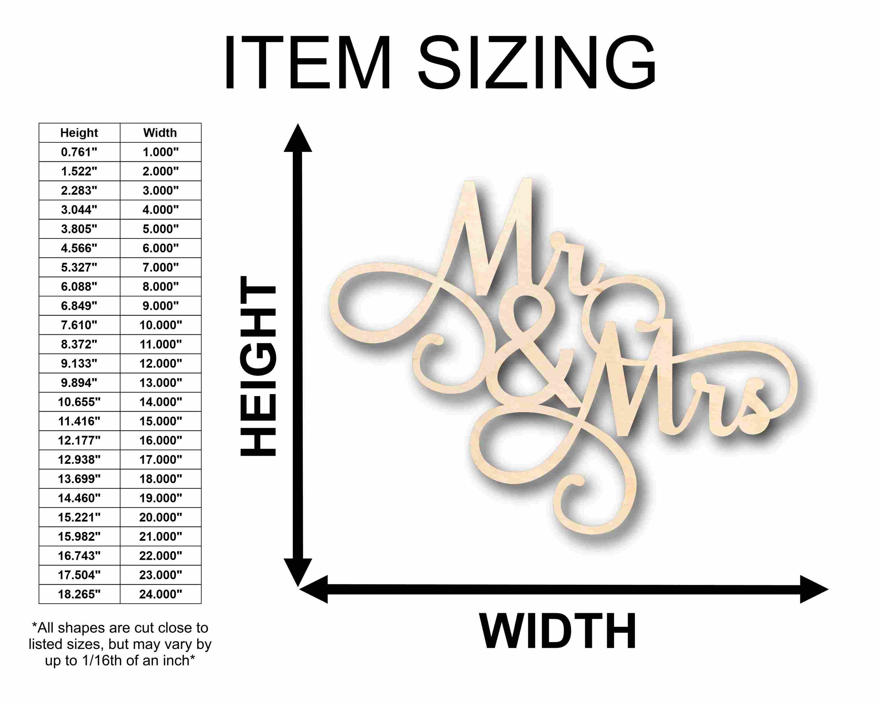 Mr. & Mrs. Sign Unfinished Wood Cutout Home Decor DIY Wedding - Image 2
