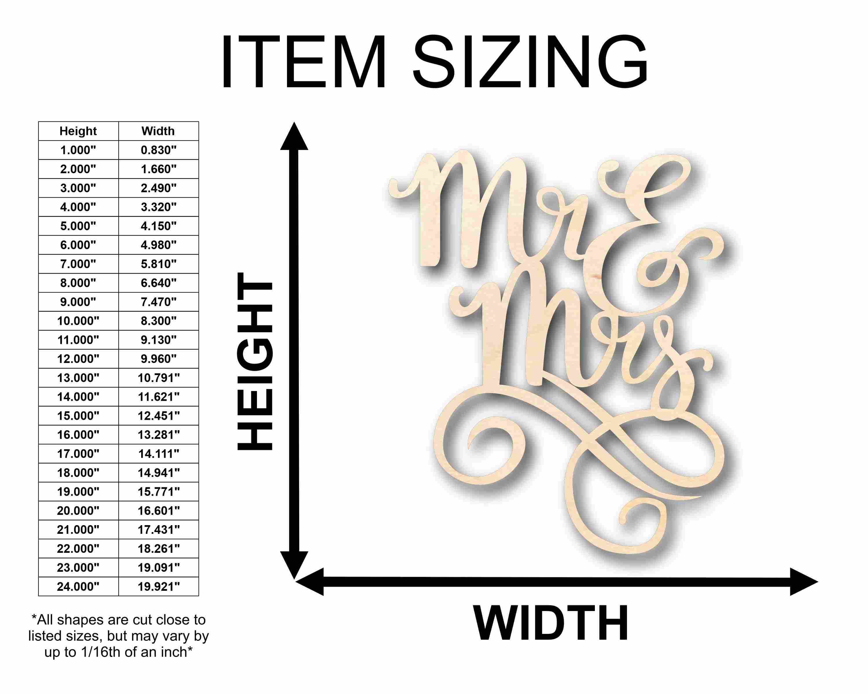 Mr. & Mrs. Sign Unfinished Wood Cutout Home Decor DIY Wedding - Image 2