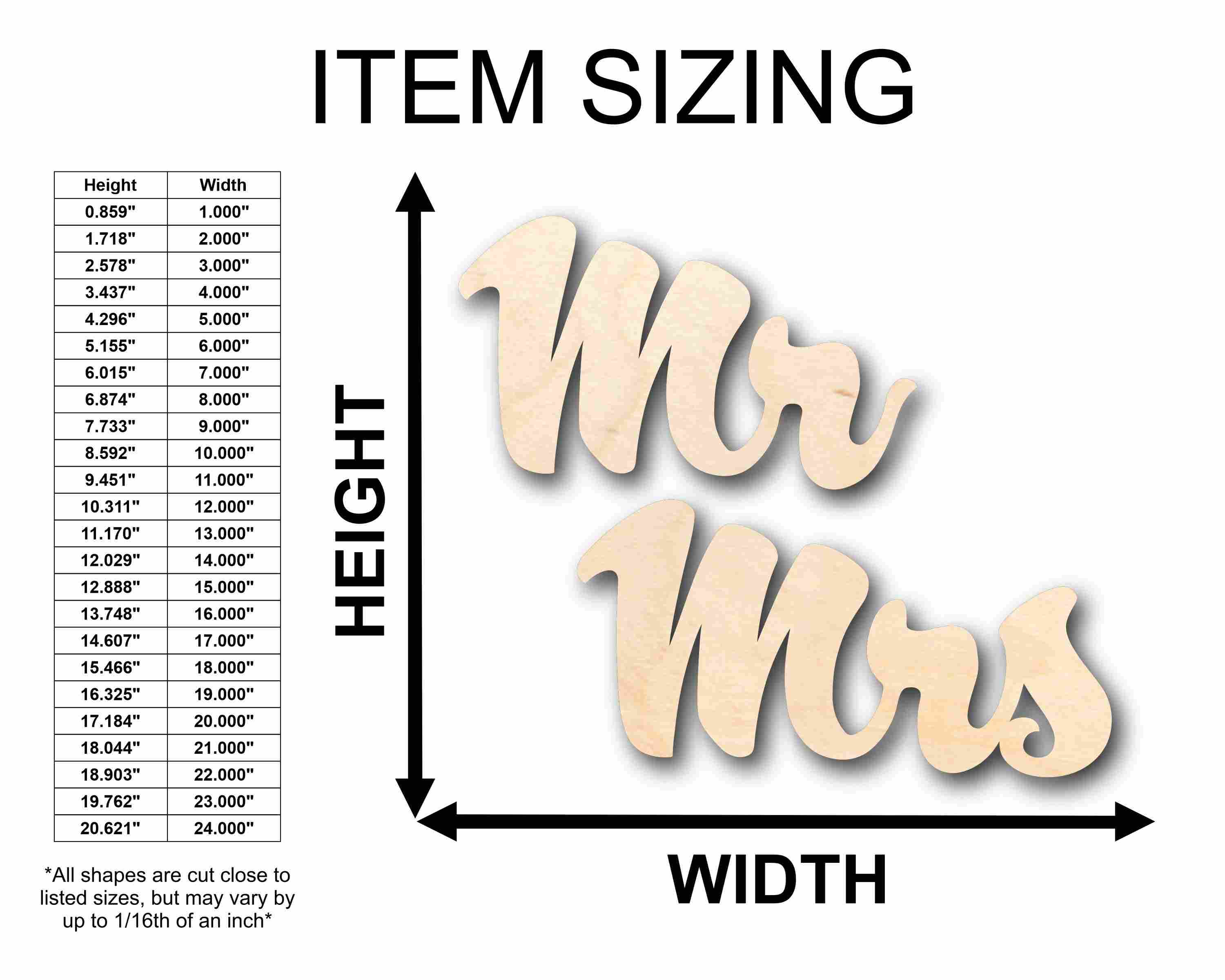 Mr. & Mrs. Sign Unfinished Wood Cutout Home Decor DIY Wedding - Image 2