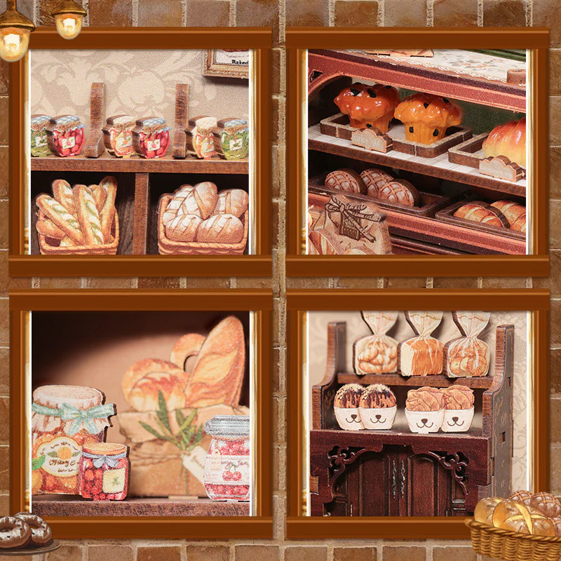 Mrs.Hunt Bakery Dollhouse Kit - Miniature Wizardi Roombox Kit with LED Light F07M51-95-GB401 - Image 4