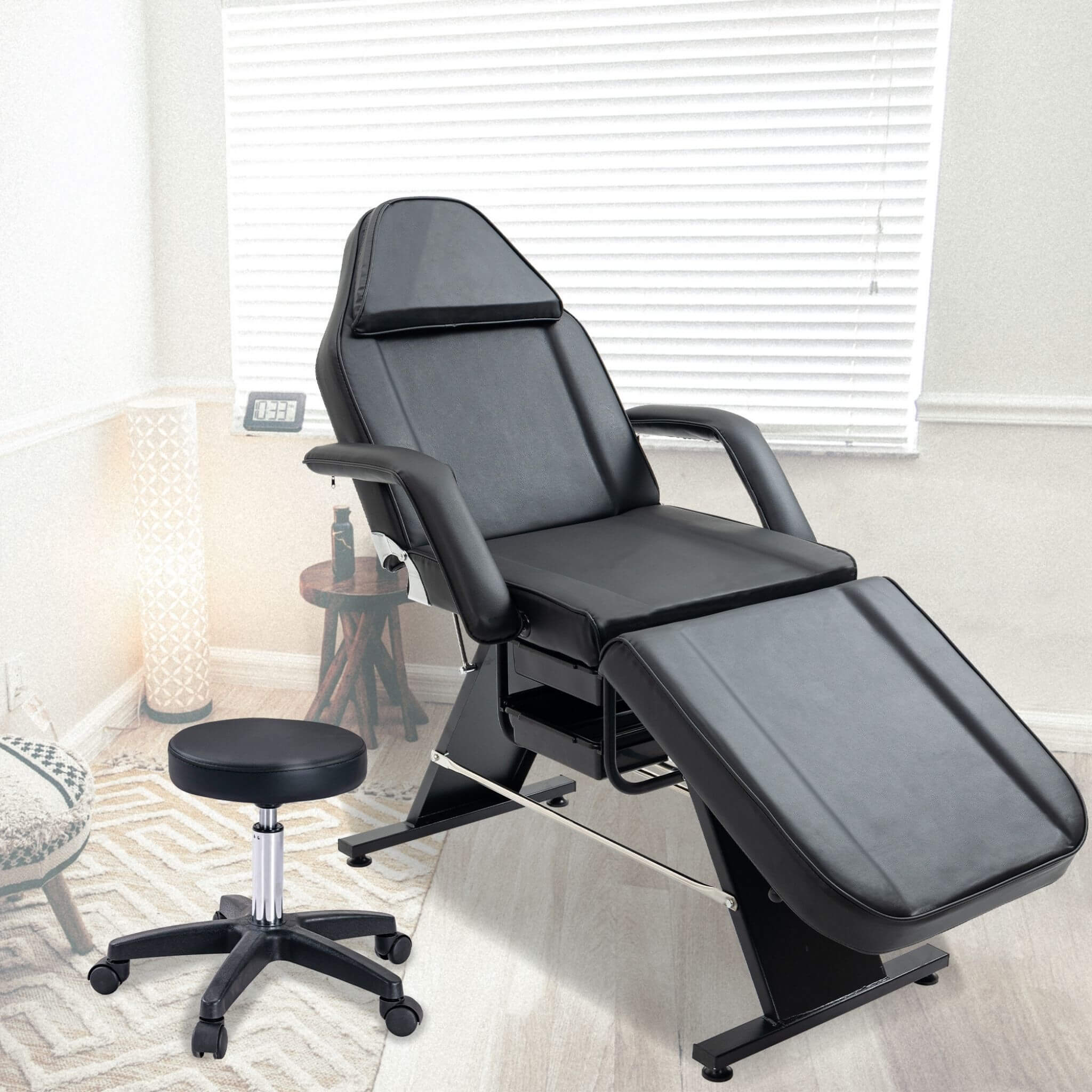 Multi-Purpose 3-Section Adjustable Massage Tattoo Chair With Stool (SAK35617) - Image 3