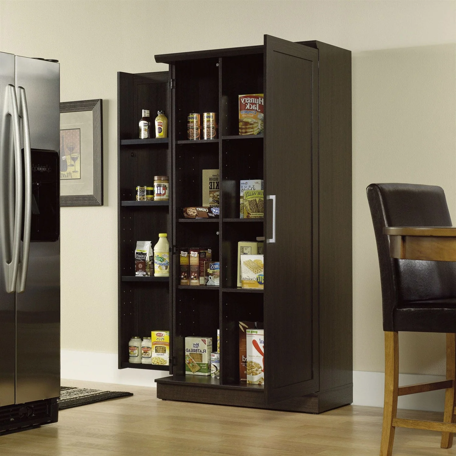 Multi-Purpose Living Room Kitchen Cupboard Storage Cabinet Armoire in Brown - Image 3