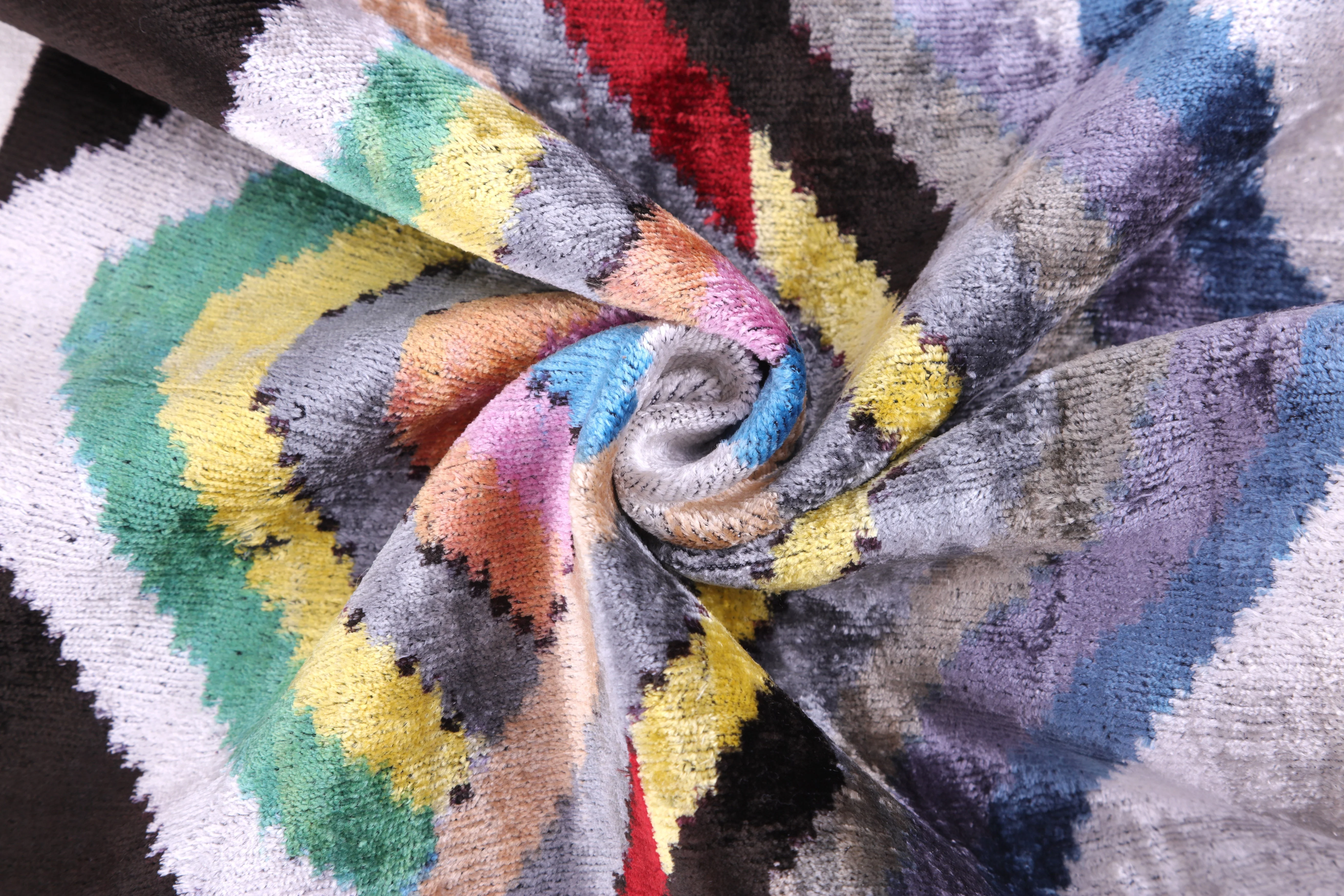 Multicolor Chevron Velvet Pillow – 16x16” | Artisan-Made Silk - Image 2