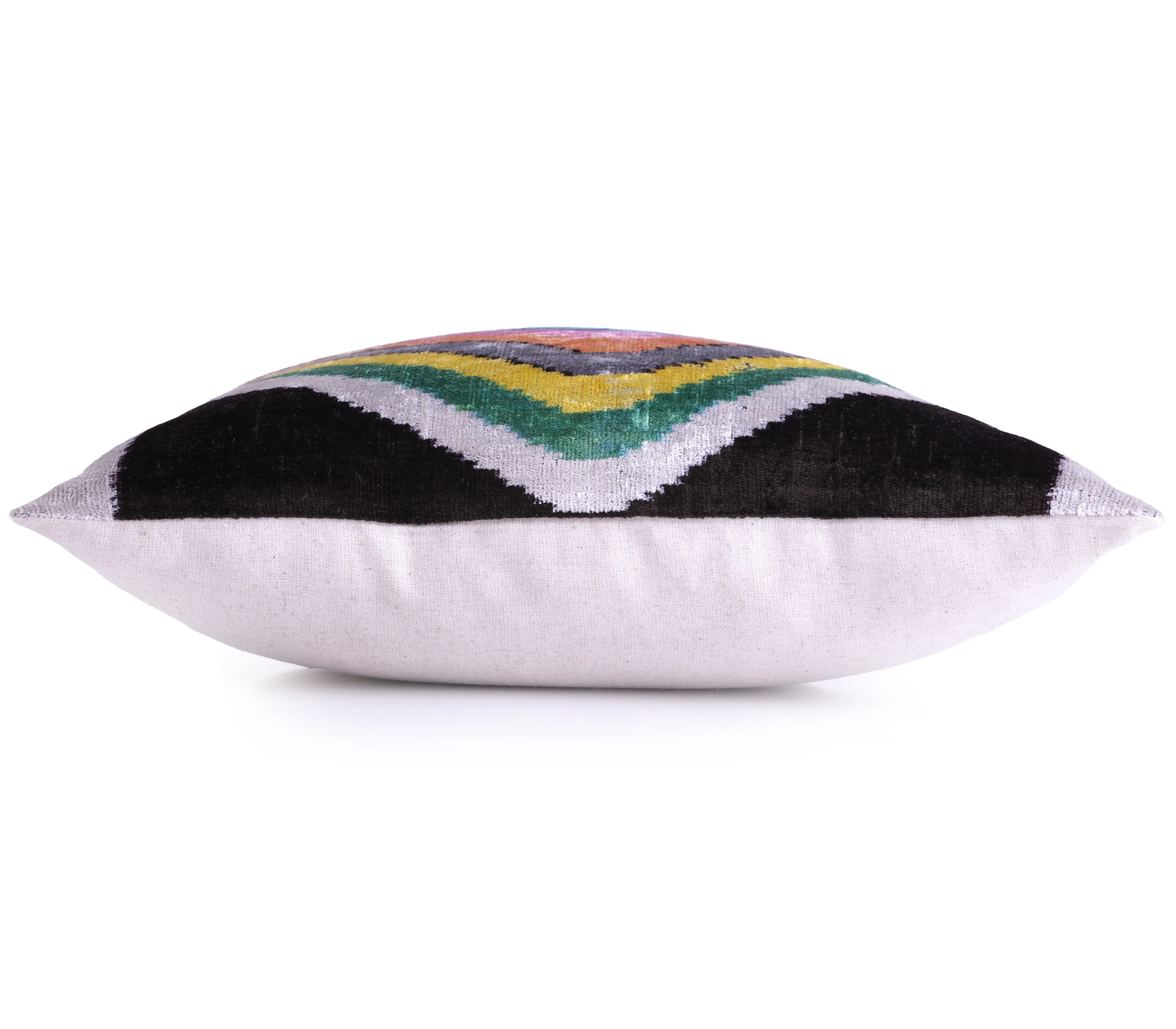 Multicolor Chevron Velvet Pillow – 16x16” | Artisan-Made Silk - Image 3