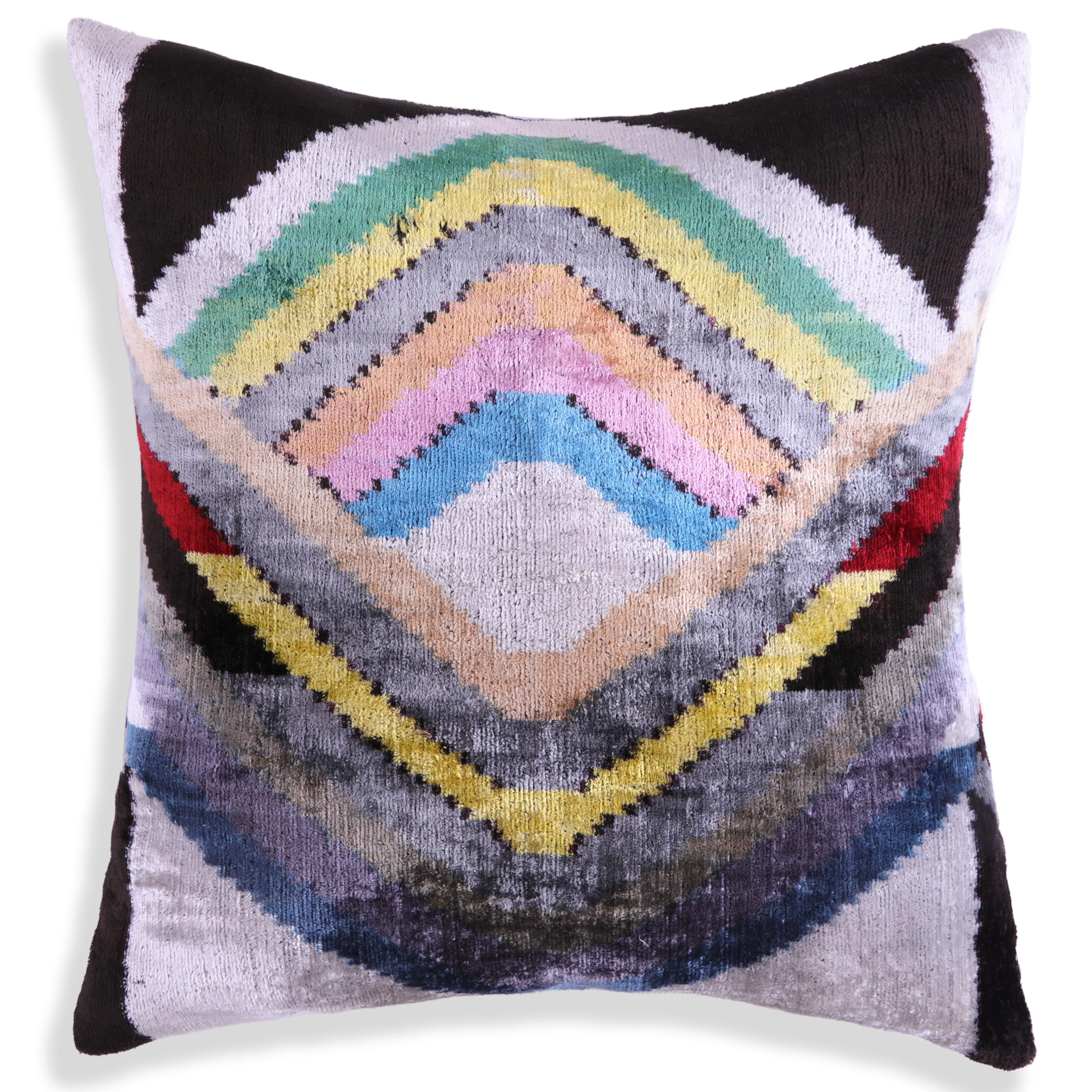 Multicolor Chevron Velvet Pillow – 16x16” | Artisan-Made Silk - Image 5