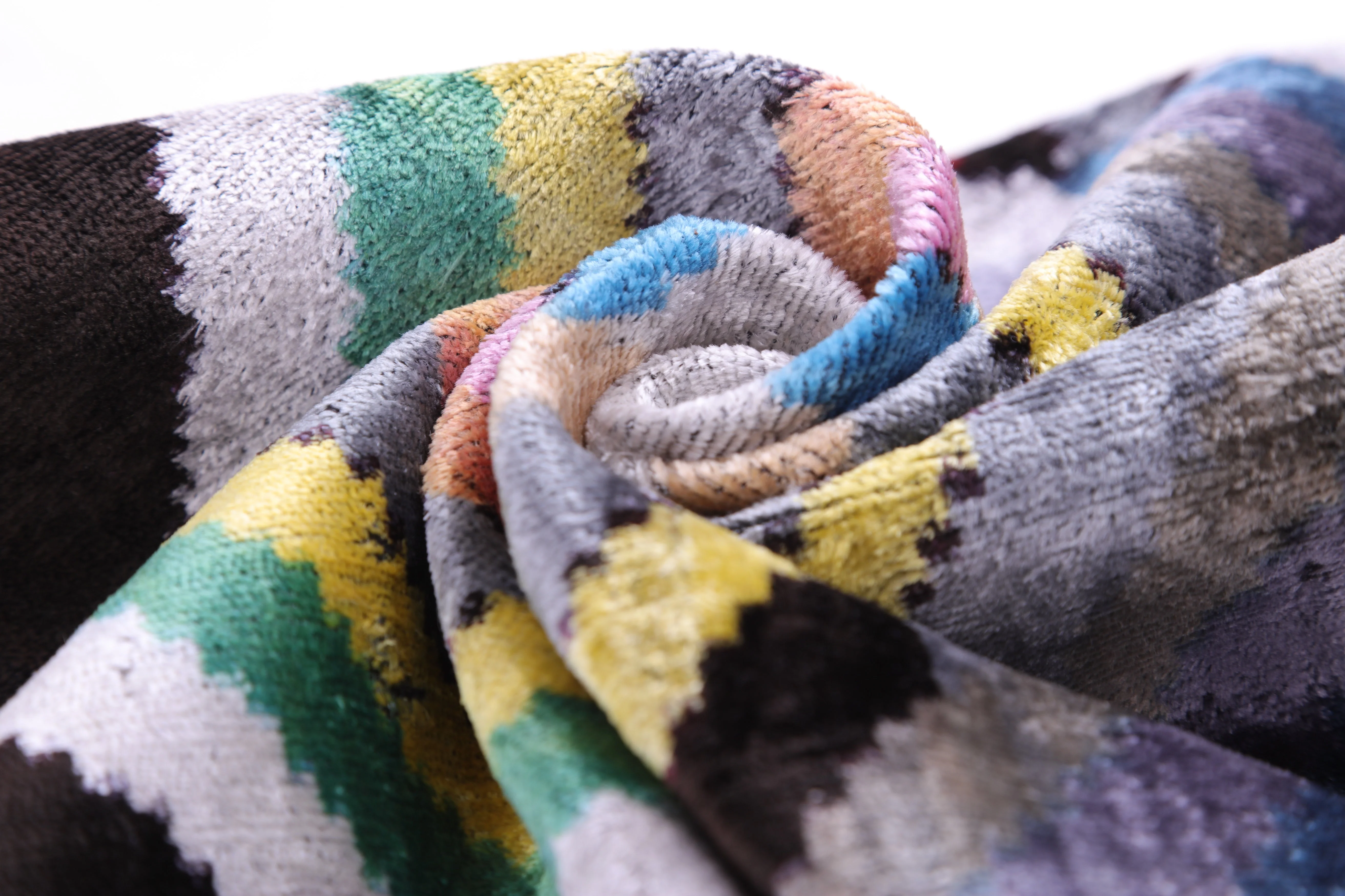 Multicolor Chevron Velvet Pillow – 16x16” | Artisan-Made Silk - Image 6