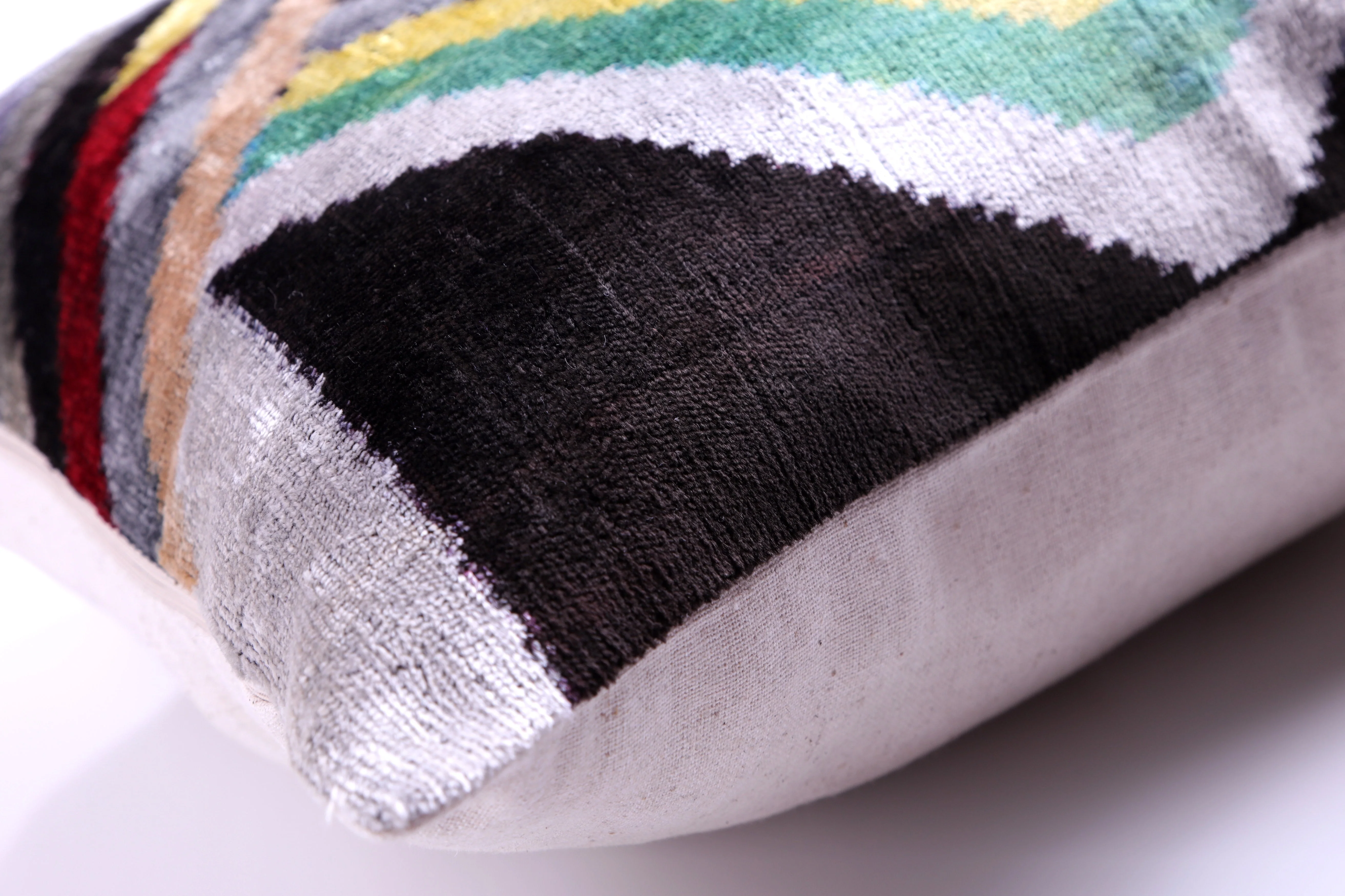 Multicolor Chevron Velvet Pillow – 16x16” | Artisan-Made Silk - Image 7