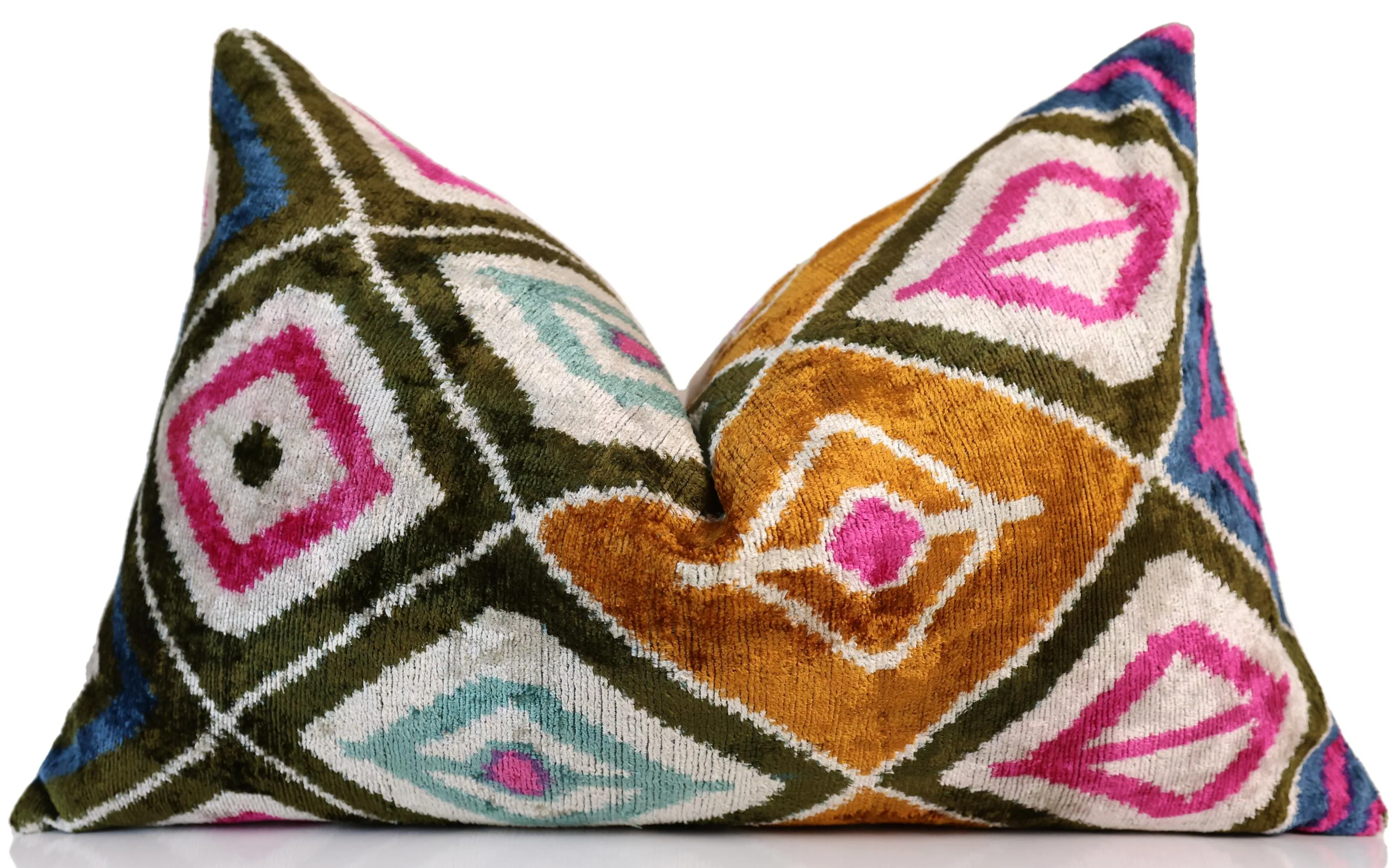 Multicolor Diamond Silk Velvet Pillow – 16x24 Handmade Luxury Cushion - Image 5