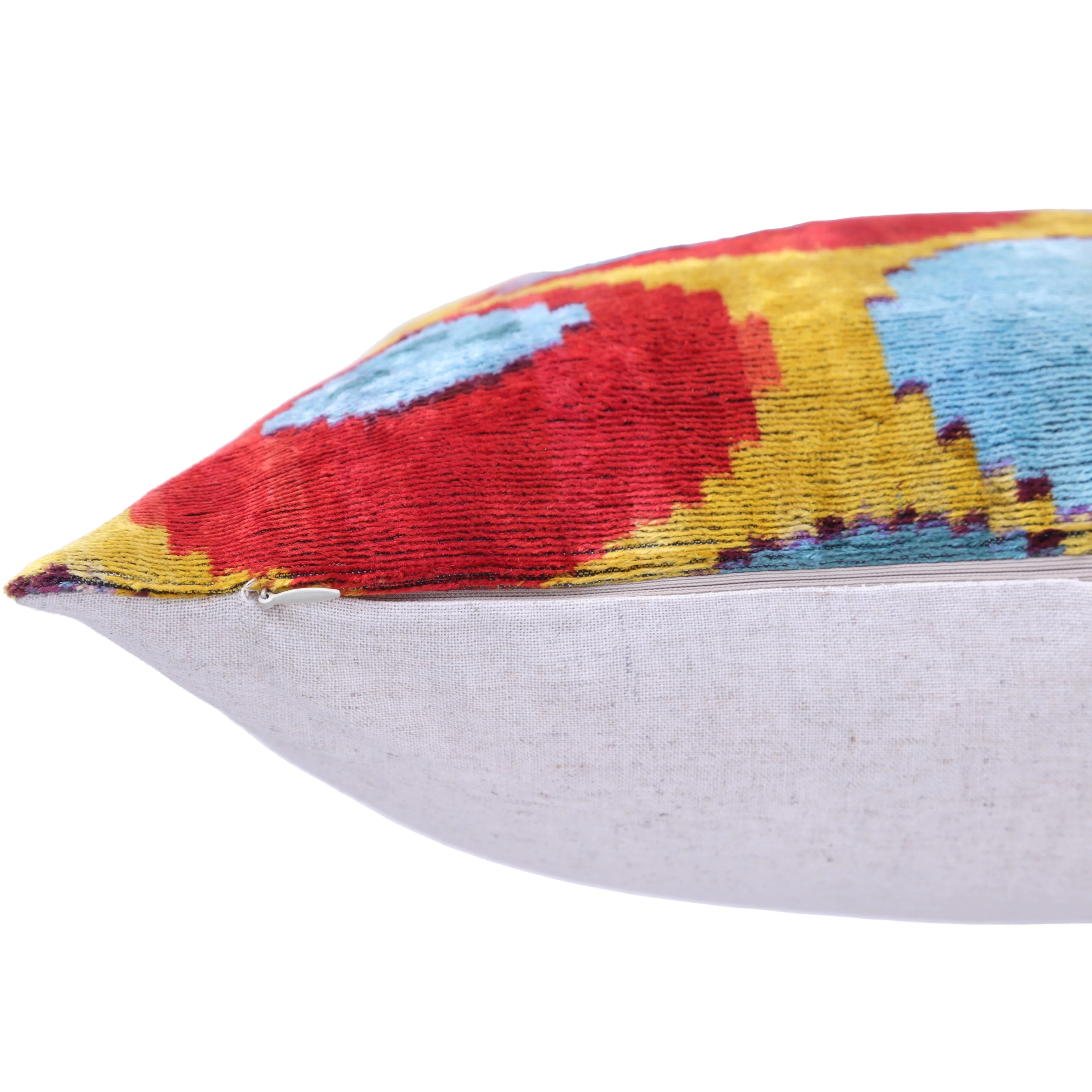Multicolor Dotted Ikat Pillow – 16x16” Silk Velvet | Handmade - Image 6