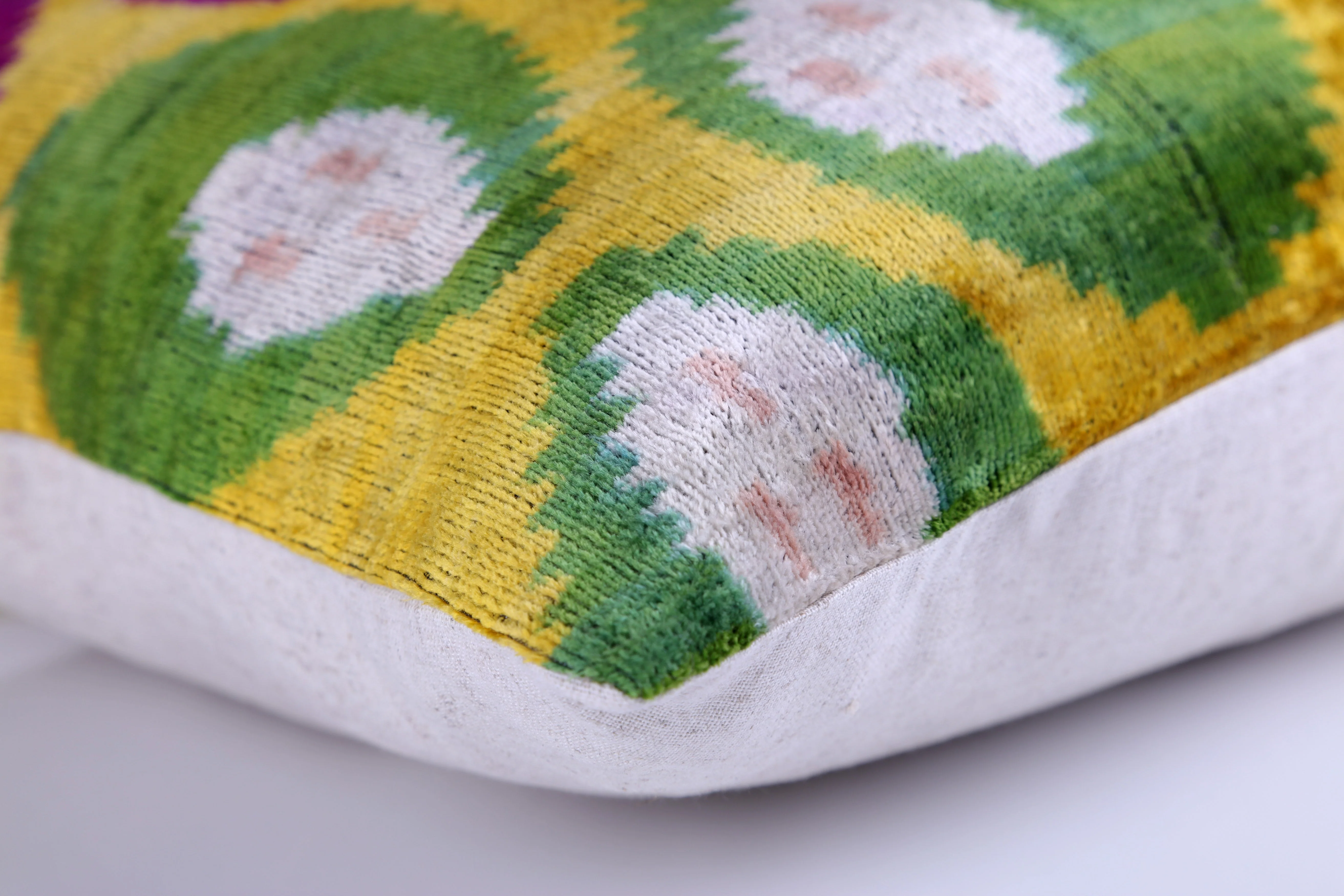 Multicolor Dotted Ikat Pillow – 16x16” Silk Velvet | Handmade - Image 9