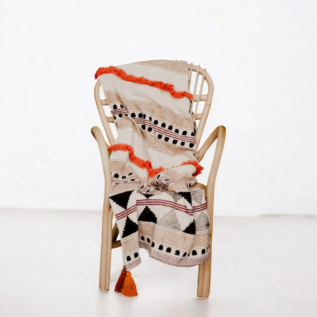 Multicolored Cotton Boho Throw Blanket with Tassels and Fringes - Image 5