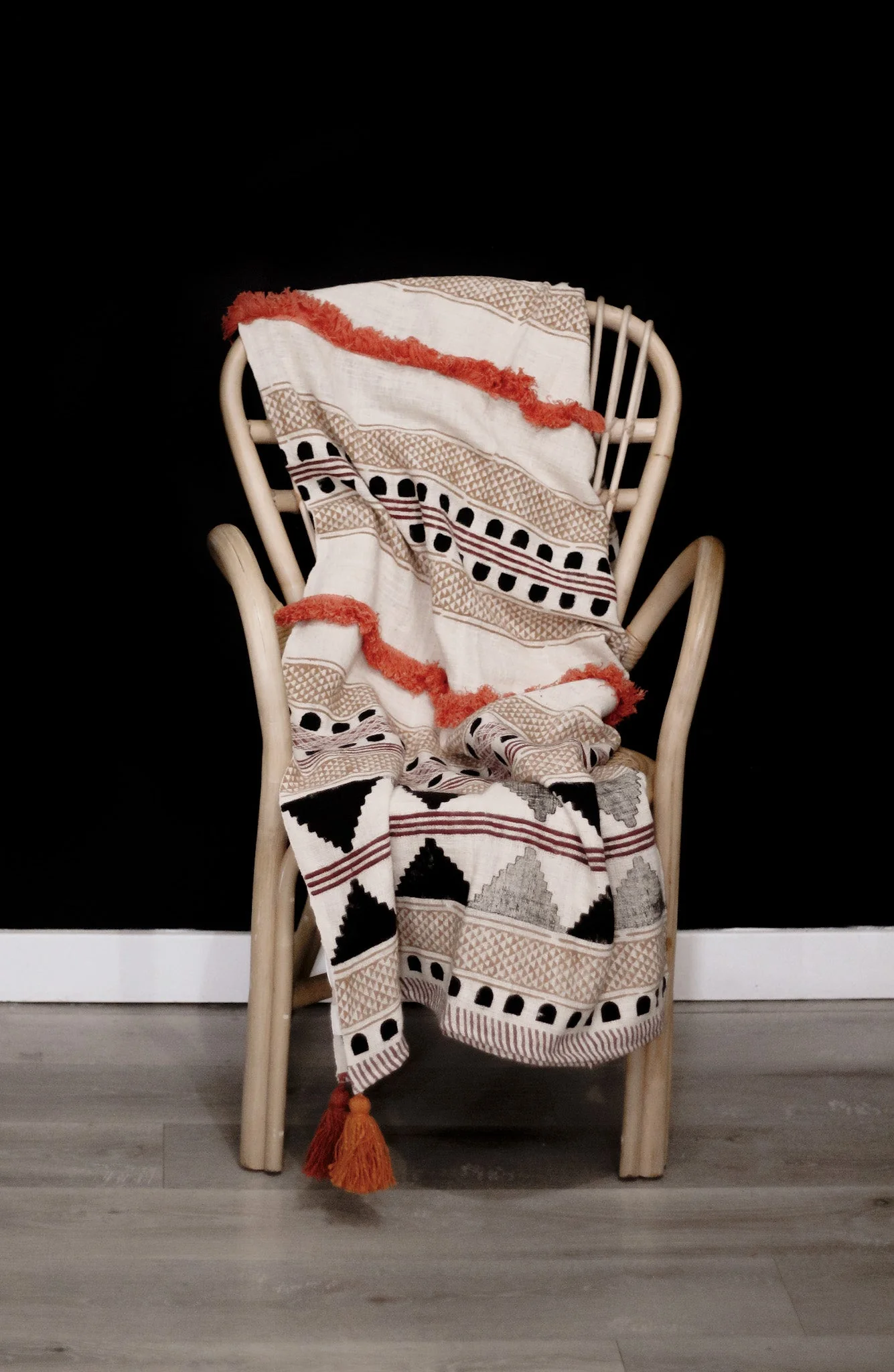 Multicolored Cotton Boho Throw Blanket with Tassels and Fringes - Image 6