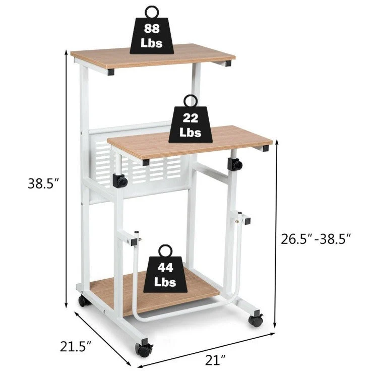 Multifunction Adjustable Height Mobile Stand-Up Computer Desk Work Station - Image 4