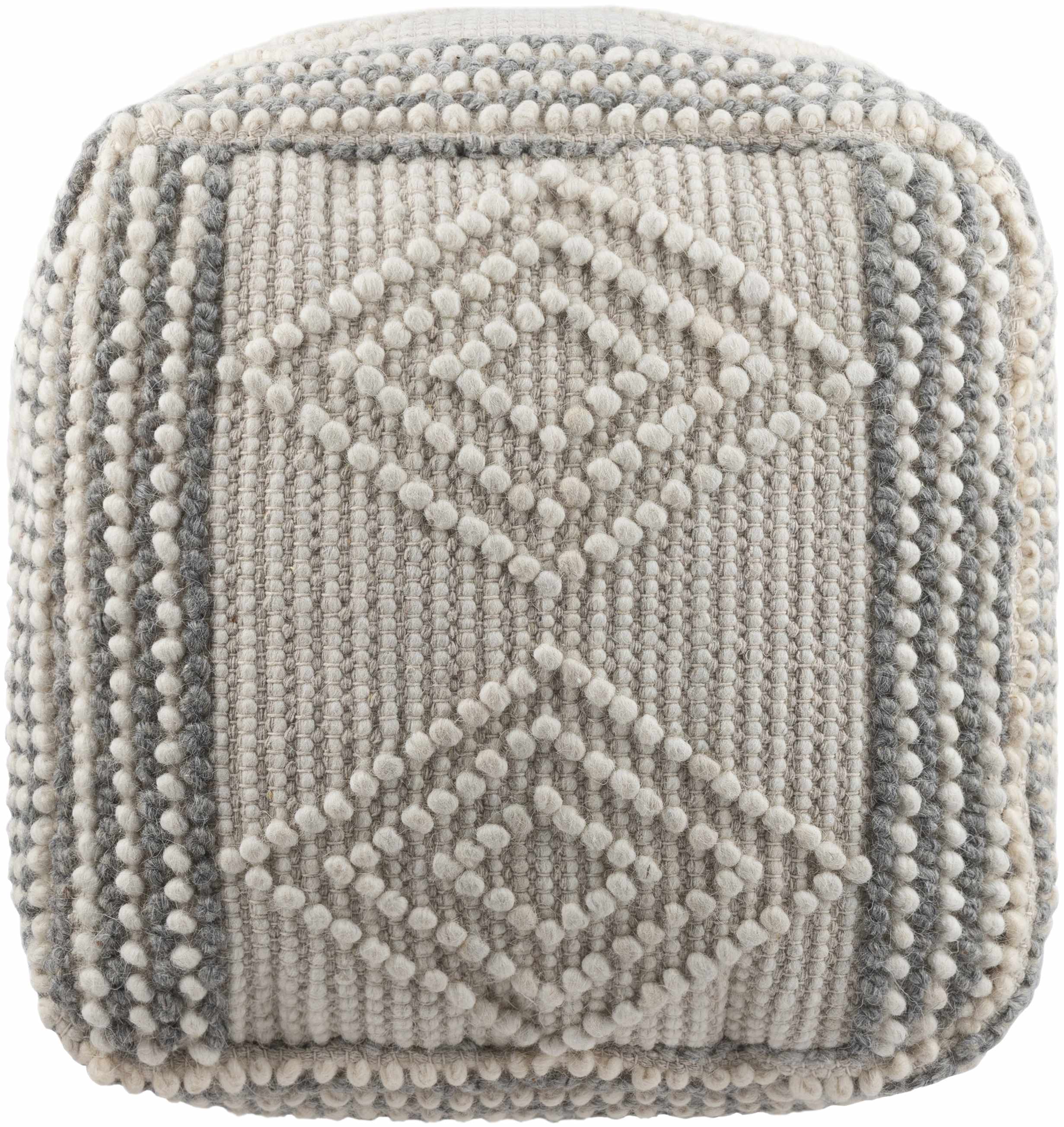 Murgon Cream W Wool Pouf - Image 2