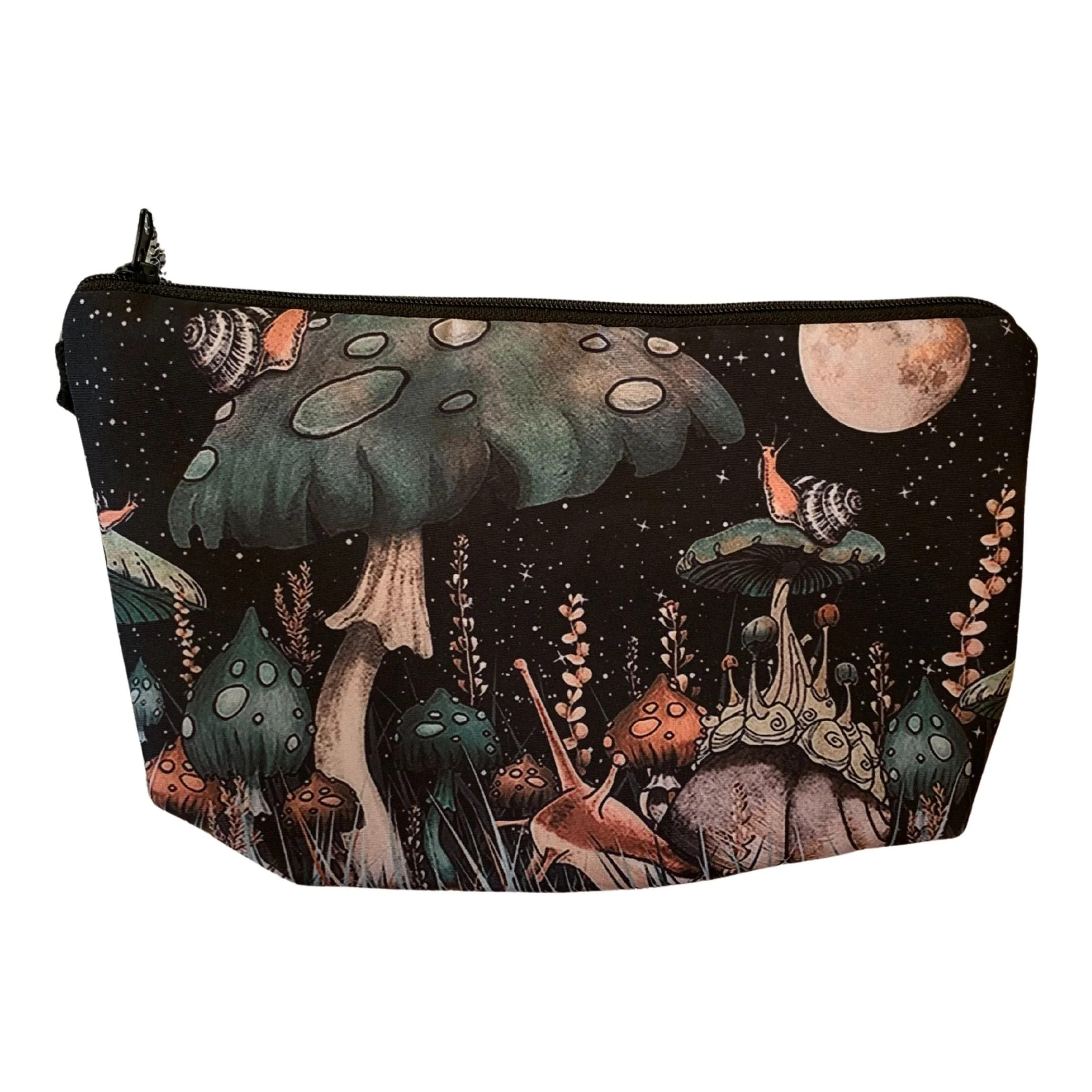 Mushroom Forest Padded Cosmetics Bag Zipper | Makeup Pouch with Inner Pocket | Travel Toiletry Bag - Image 2