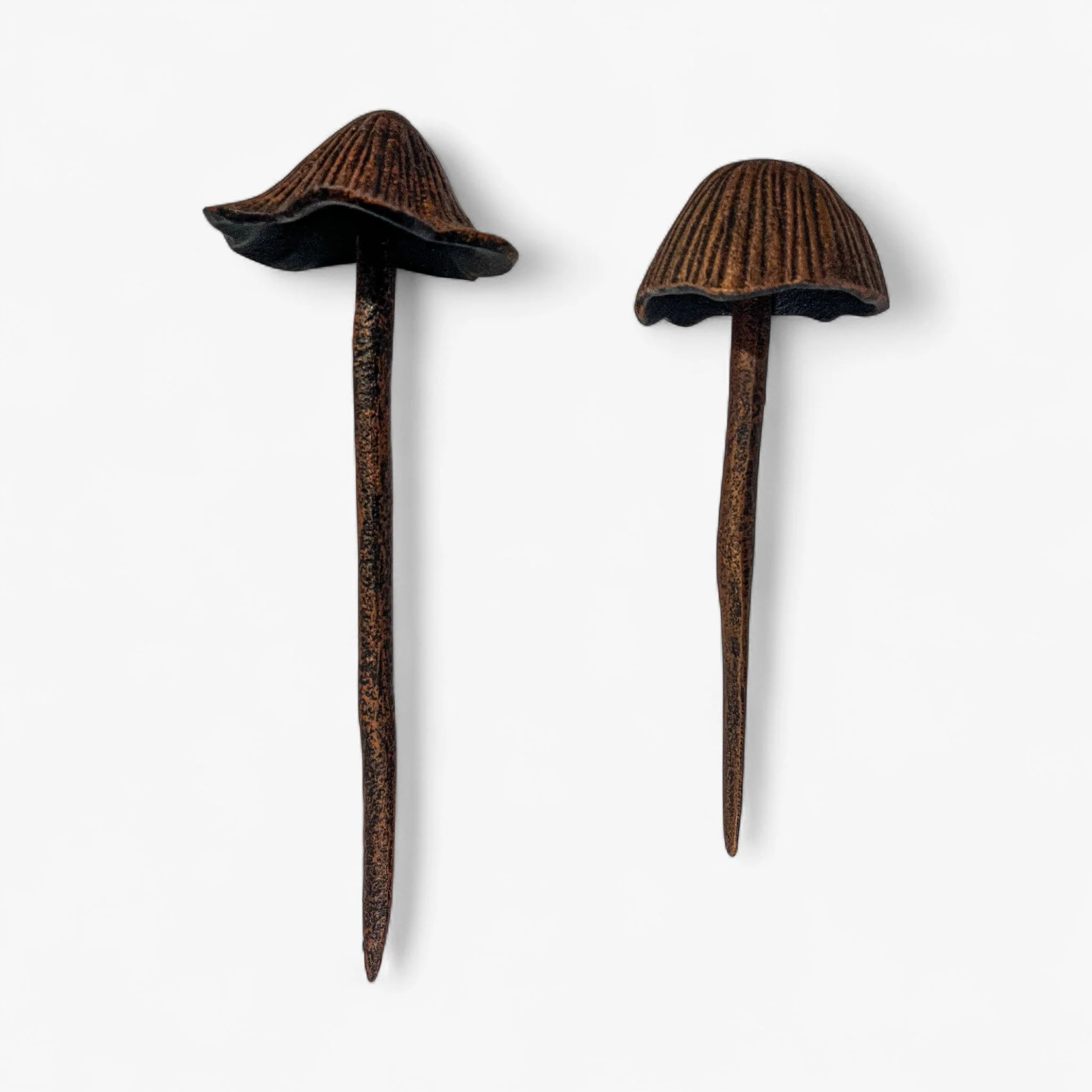 Mushroom Garden Stakes, Set of 2 Aged Copper Finish - Image 2