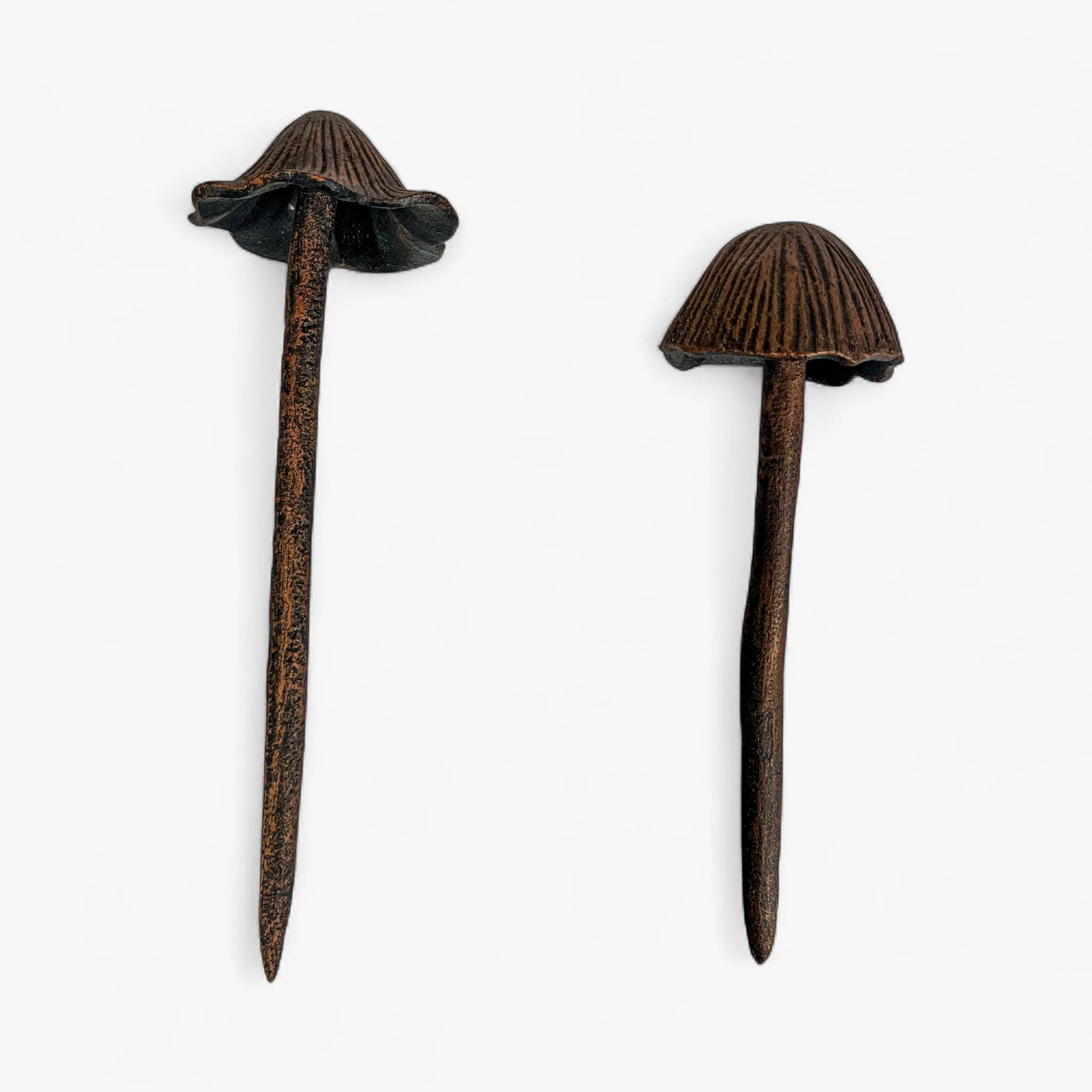 Mushroom Garden Stakes, Set of 2 Aged Copper Finish - Image 3