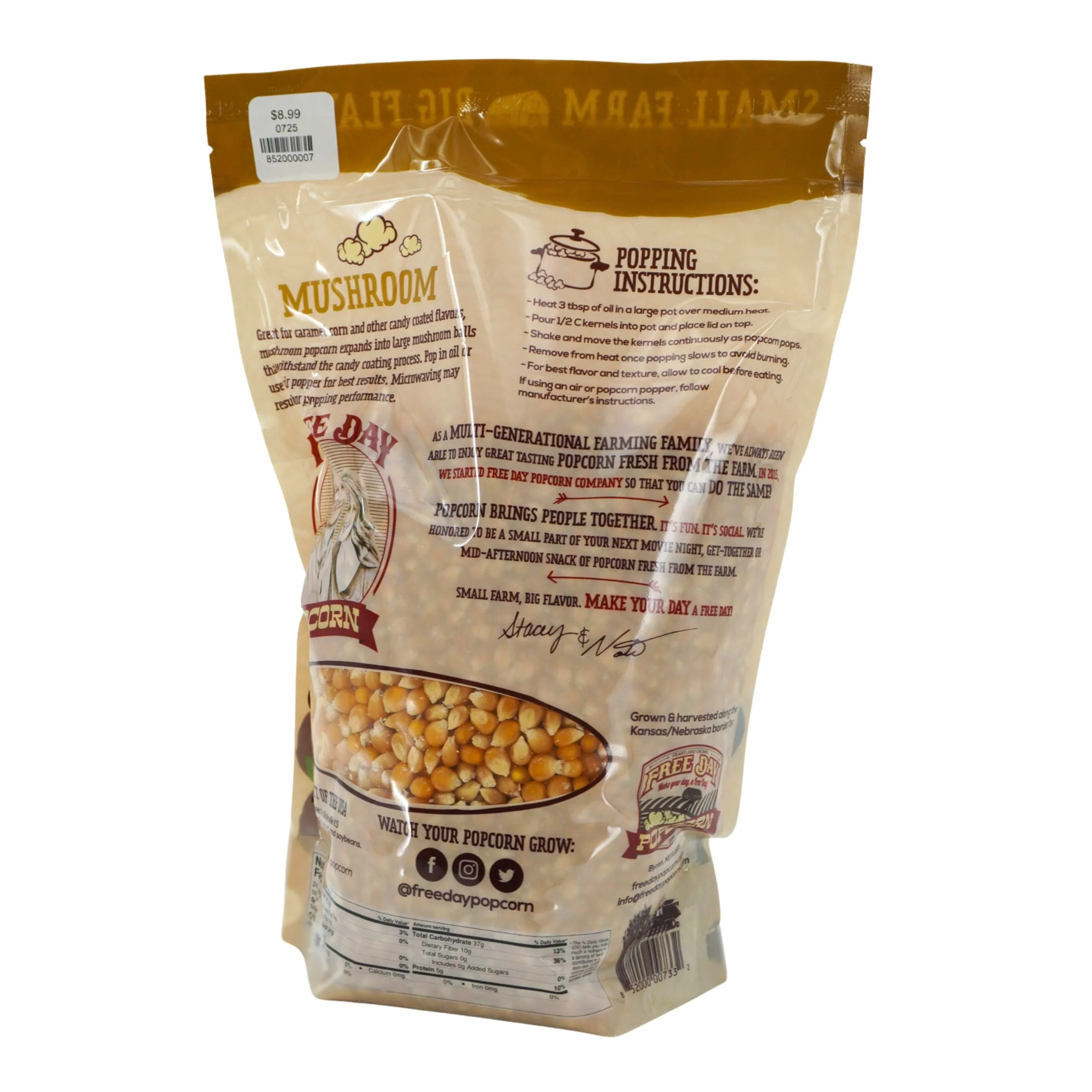 Mushroom Un-Popped Popcorn | Pack of 2 | 3 lb | Non-GMO | Free Day Popcorn - Image 3