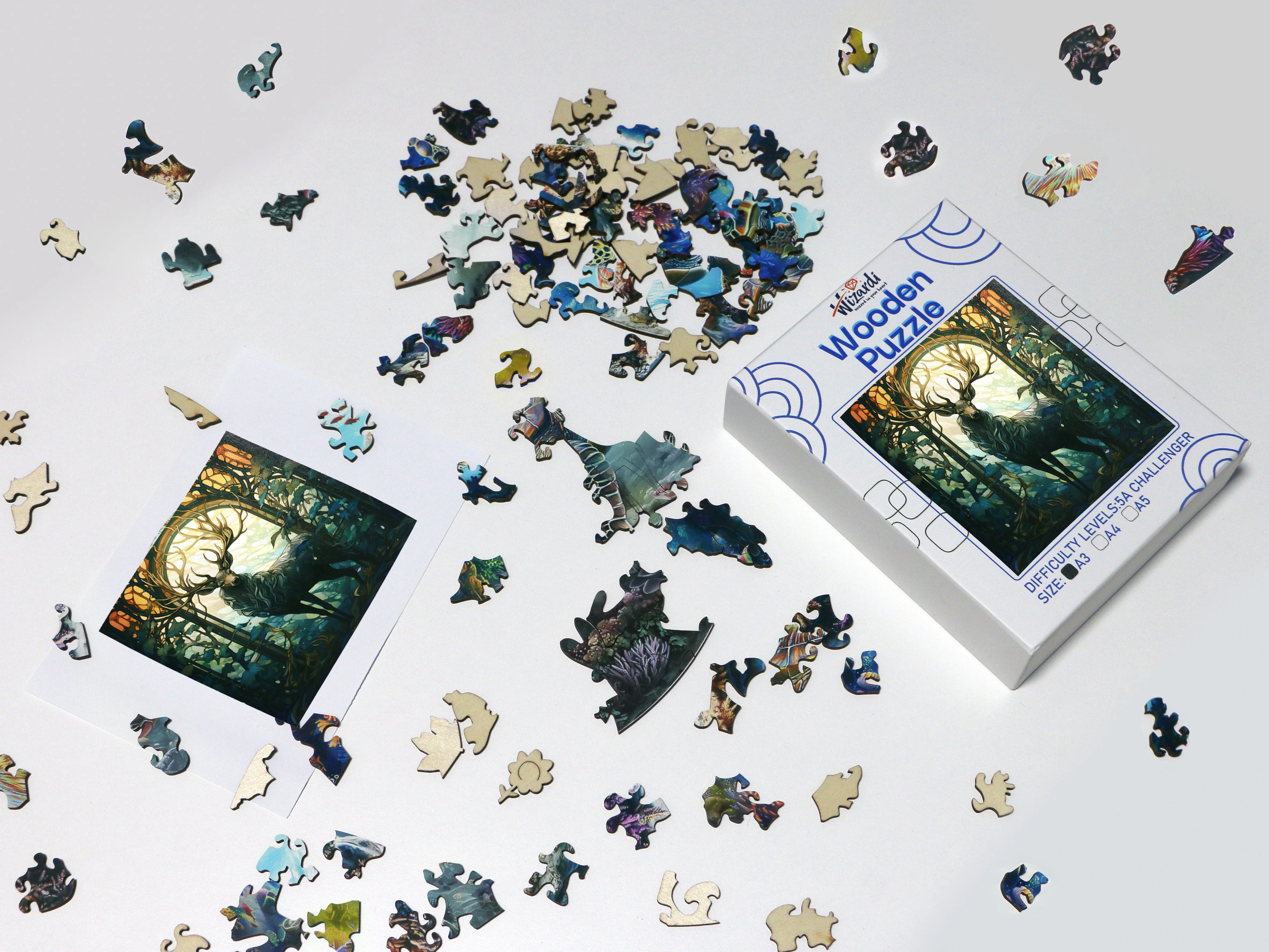 Mysterious Deer - Jigsaw Wooden Puzzle by Wizardi F07N9-18 - Image 2