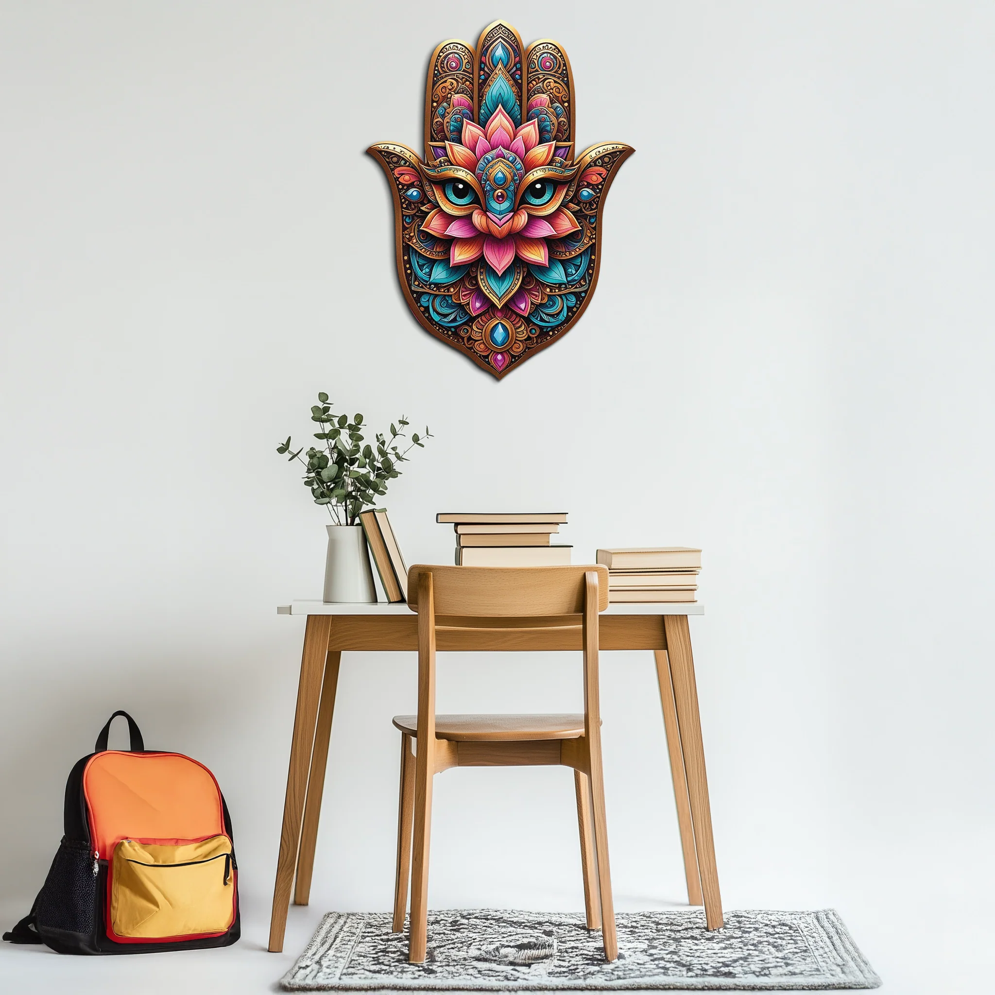 Mystic Hamsa Hand Metal Wall Art – Boho Evil Eye Decor-KAFUVM030 - Image 3