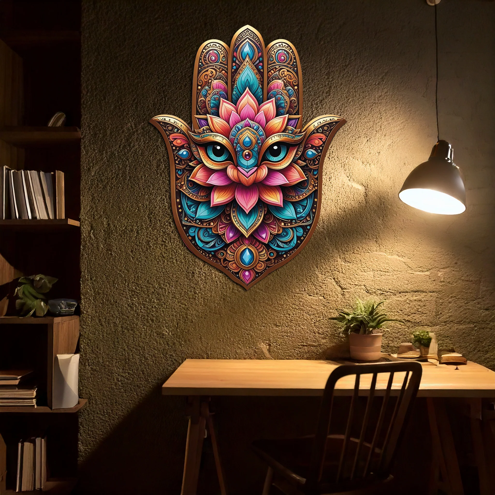 Mystic Hamsa Hand Metal Wall Art – Boho Evil Eye Decor-KAFUVM030 - Image 7