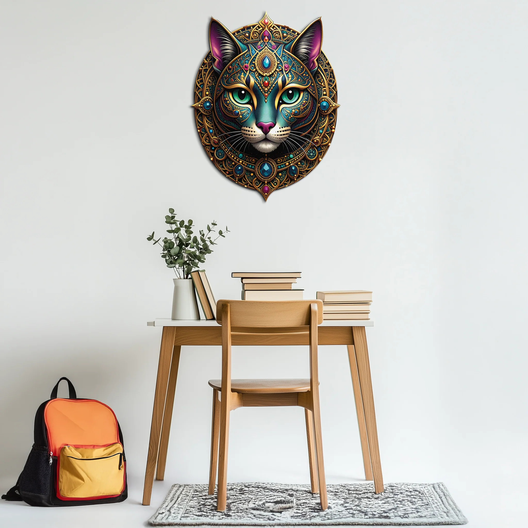 Mystic Mandala Cat Metal Wall Art – Boho Feline Decor-KAFUVM037 - Image 4