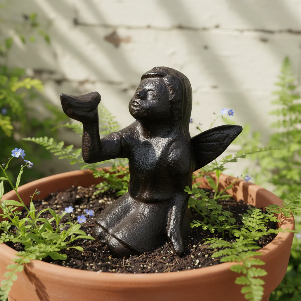 Mystical Cast Iron Garden Fairy Statue