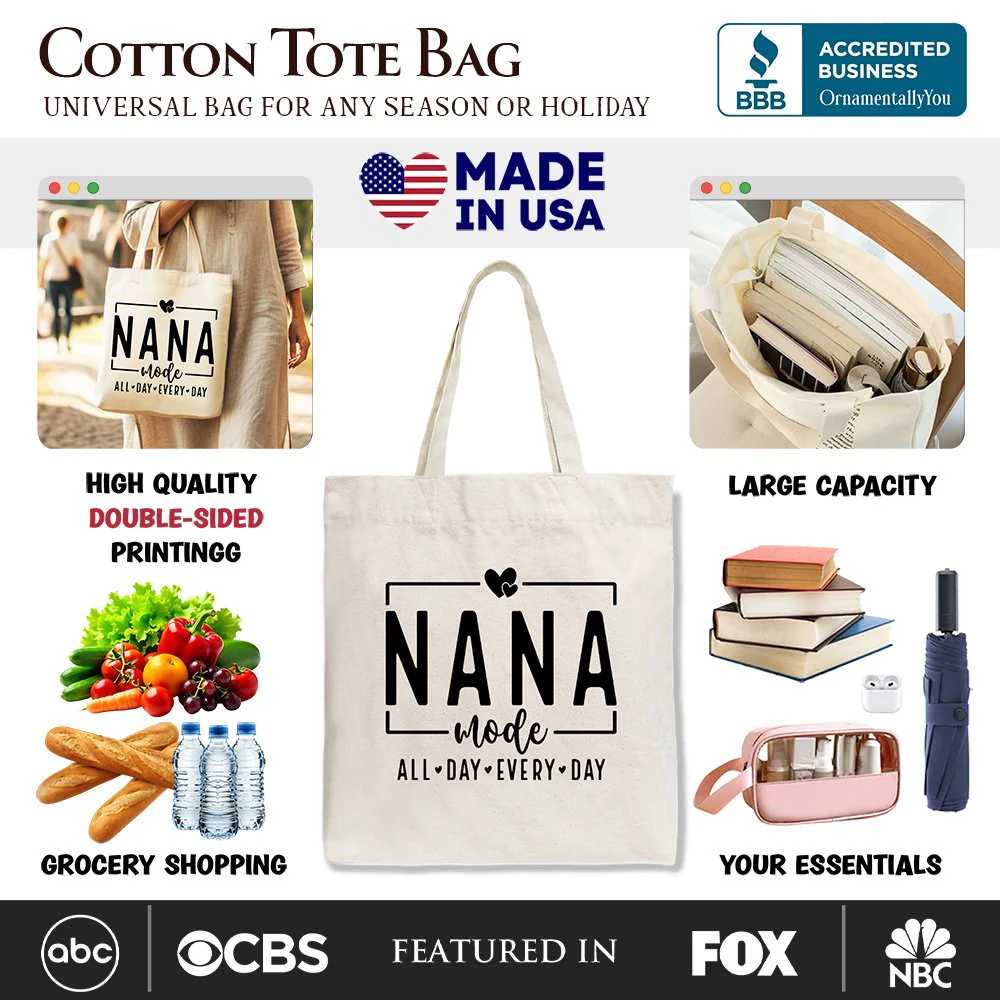 Nana Mode Canvas Tote Bag, All Day Every Day Gift Shopper for Grandma - Image 2