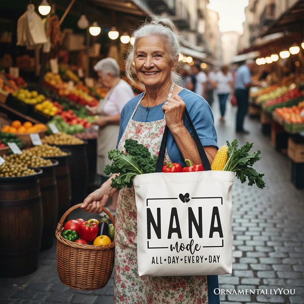 Nana Mode Canvas Tote Bag, All Day Every Day Gift Shopper for Grandma - Image 8