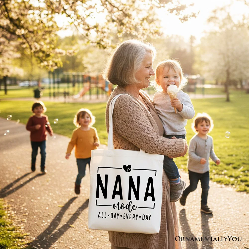 Nana Mode Canvas Tote Bag, All Day Every Day Gift Shopper for Grandma - Image 9