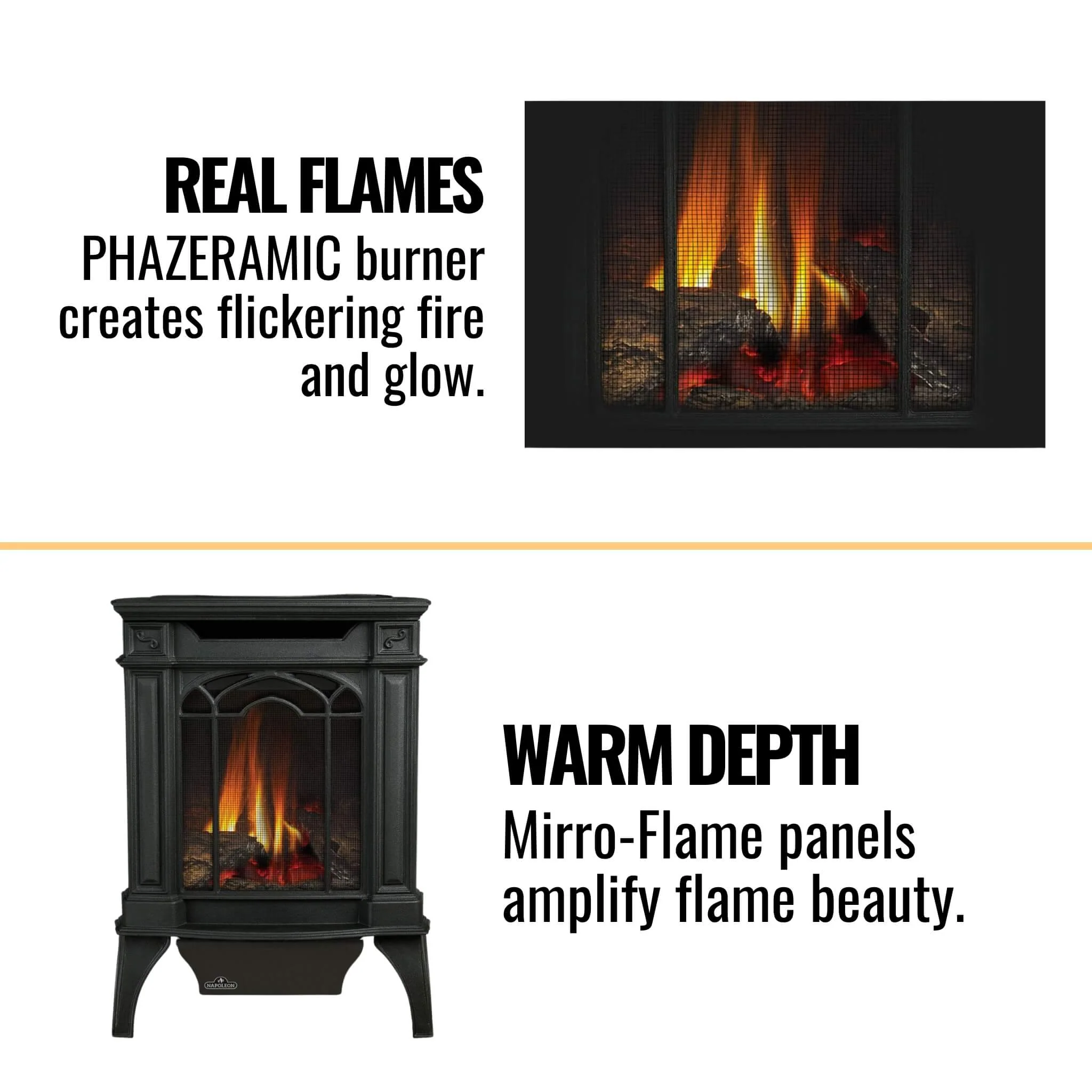 Napoleon Arlington 20 Cast Iron Millivolt Ignition Majolica Brown Natural Gas Stove, 19" [GDS20NNSB] (SAK43798) - Image 7
