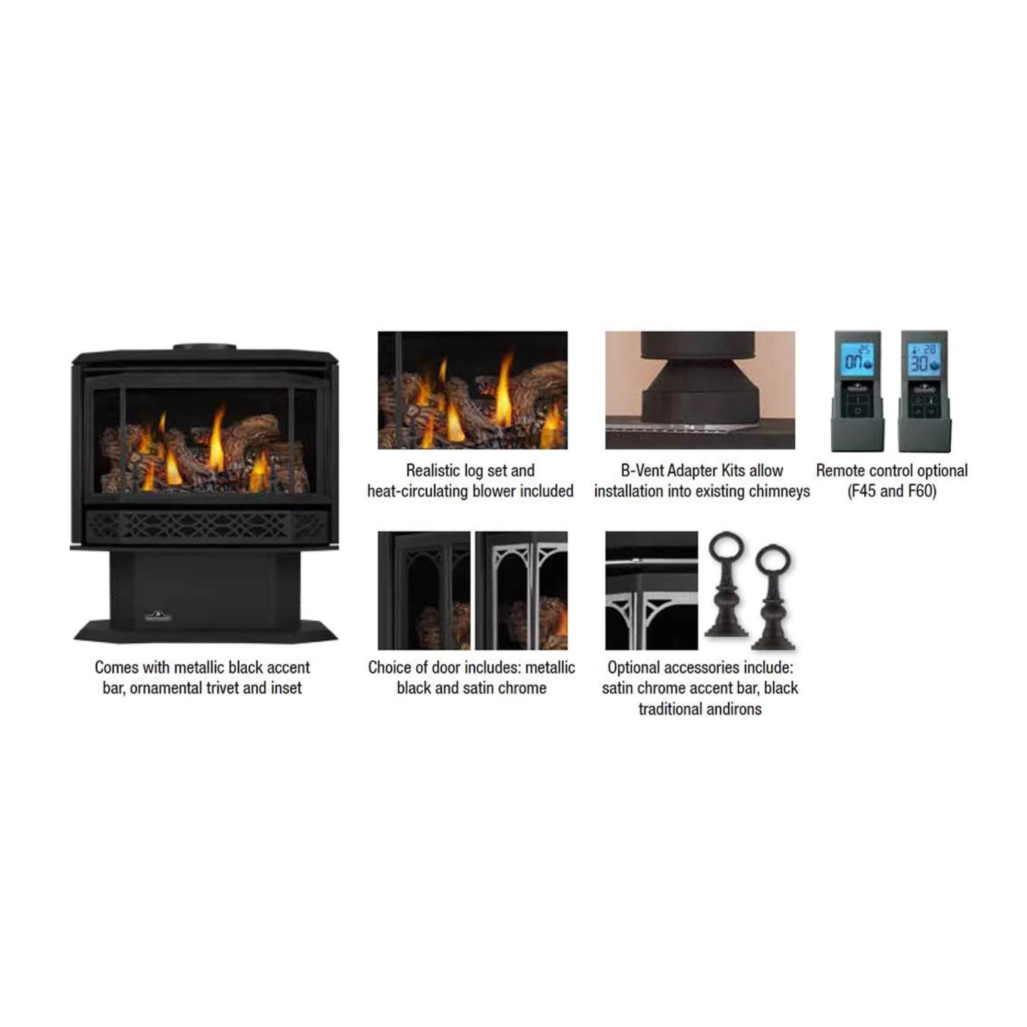 Napoleon Havelock 50 Direct Vent Natural Gas Stove With Triple Burner, 28" [GDS50-1NE] (SAK68193) - Image 4
