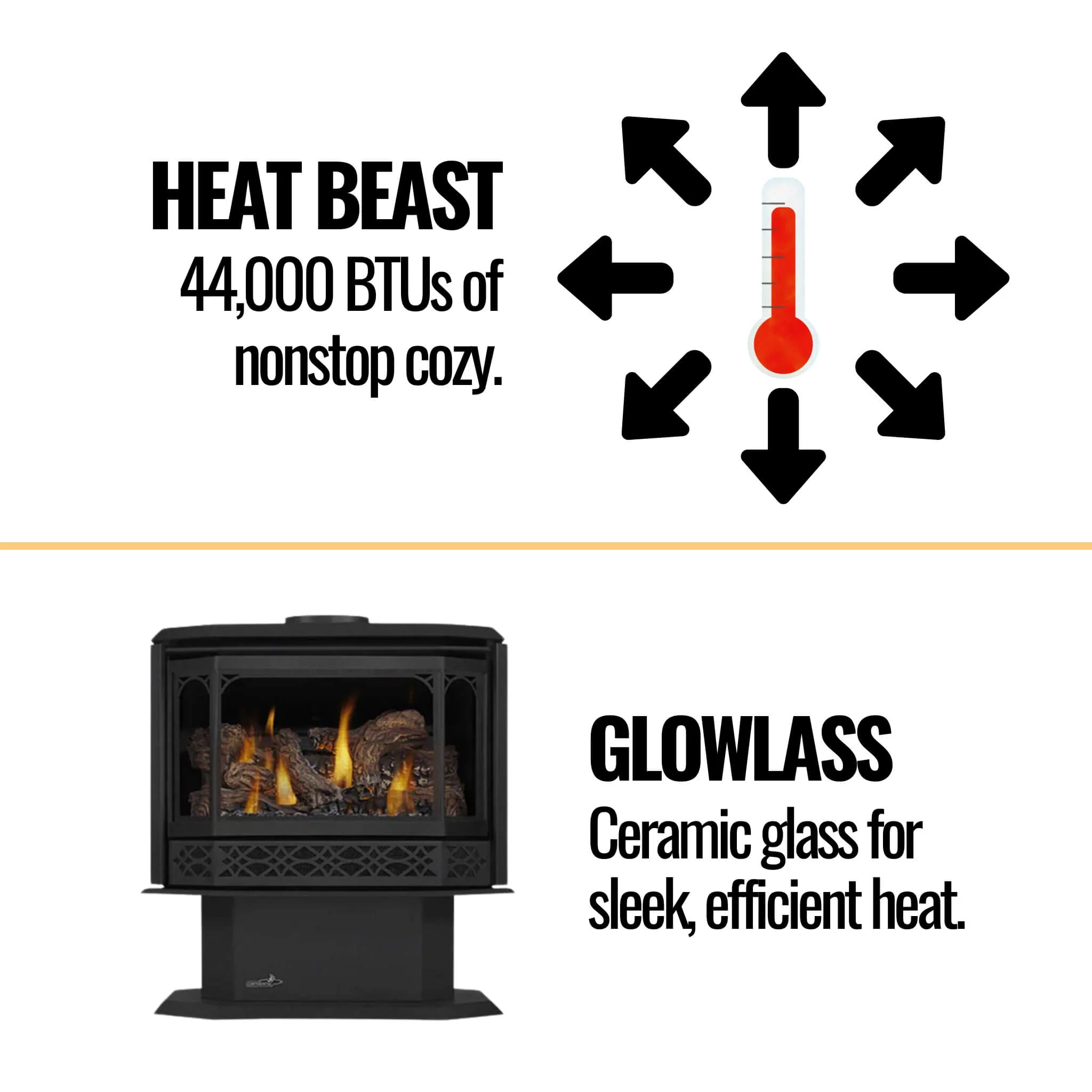 Napoleon Havelock 50 Direct Vent Natural Gas Stove With Triple Burner, 28" [GDS50-1NE] (SAK68193) - Image 5
