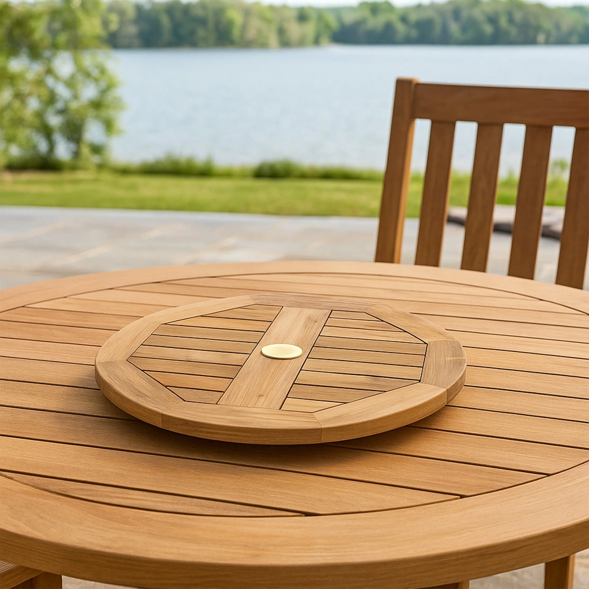 Natural Teak Lazy Susan - 24"