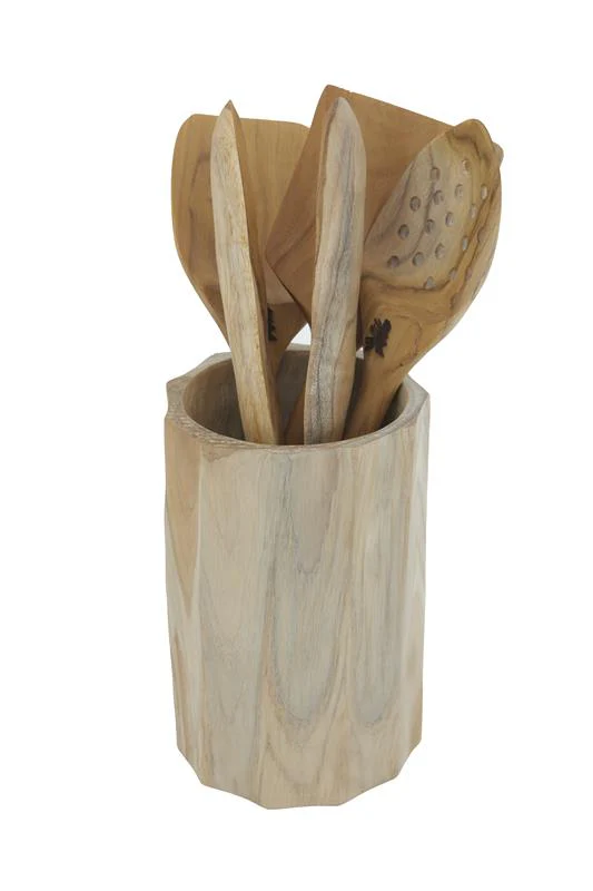Natural Teak Root Kitchen Utensil Holder - Image 3