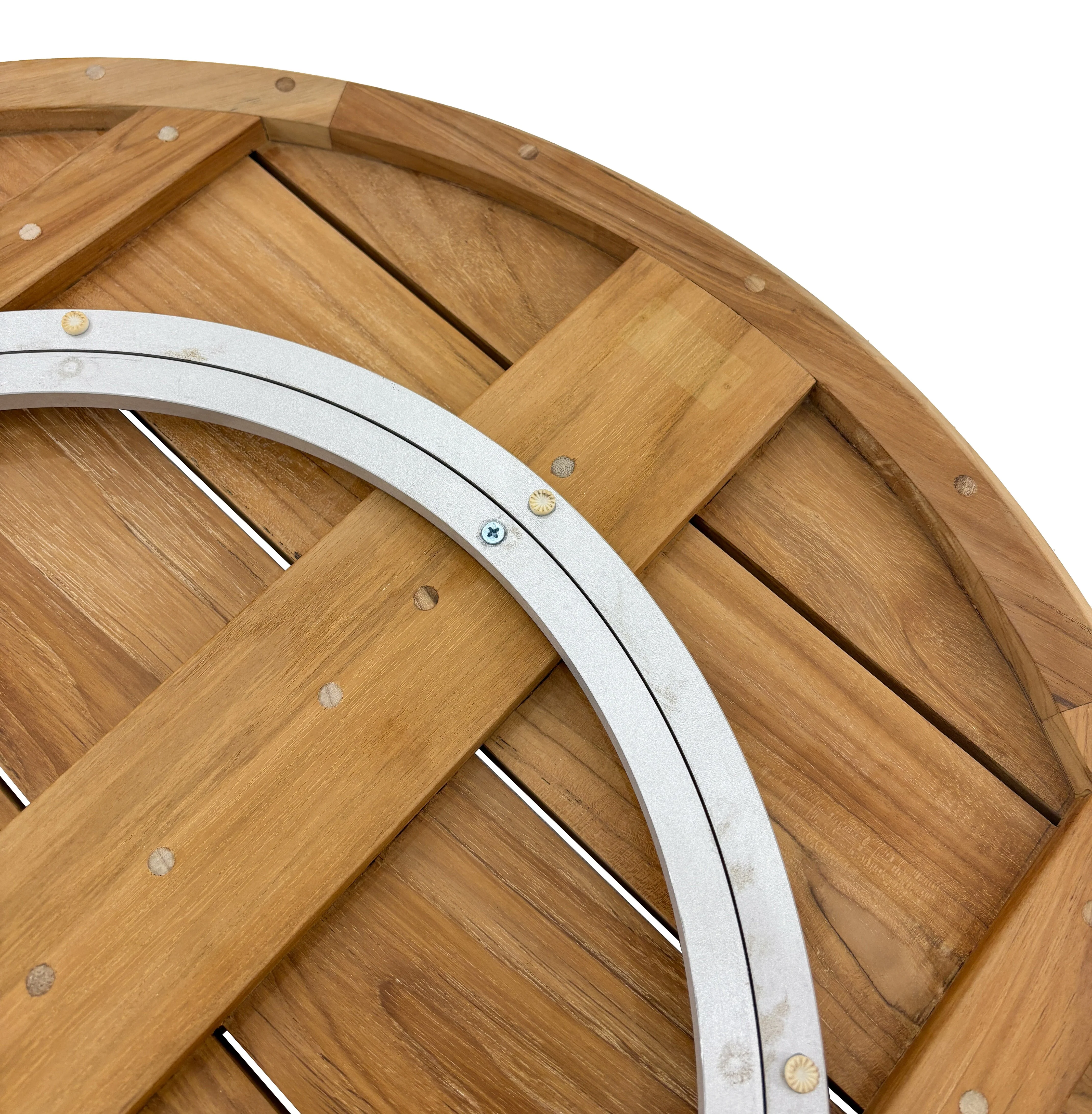 Natural Teak Slatted Lazy Susan 31" - Image 4